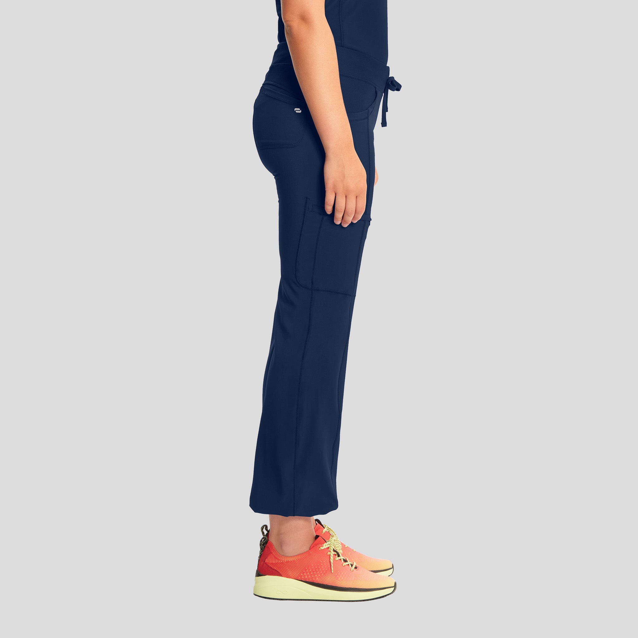 Rib Knit Drawstring Waist Scrub Pant | Navy