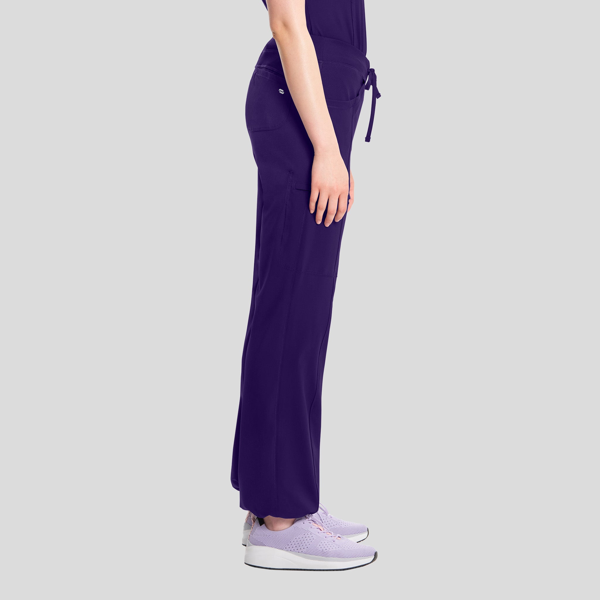 Rib Knit Drawstring Waist Scrub Pant | Grape
