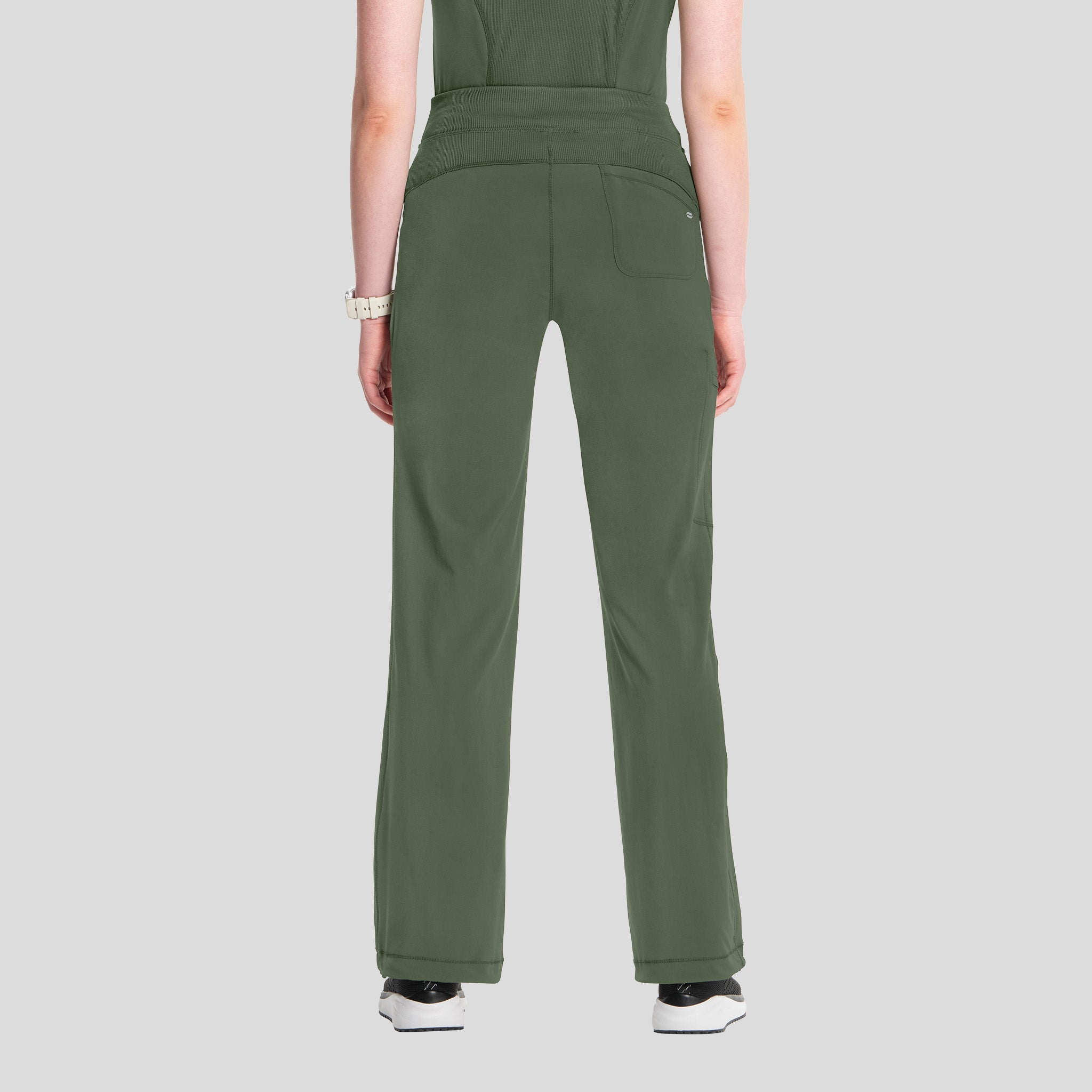 Rib Knit Drawstring Waist Scrub Pant | Olive