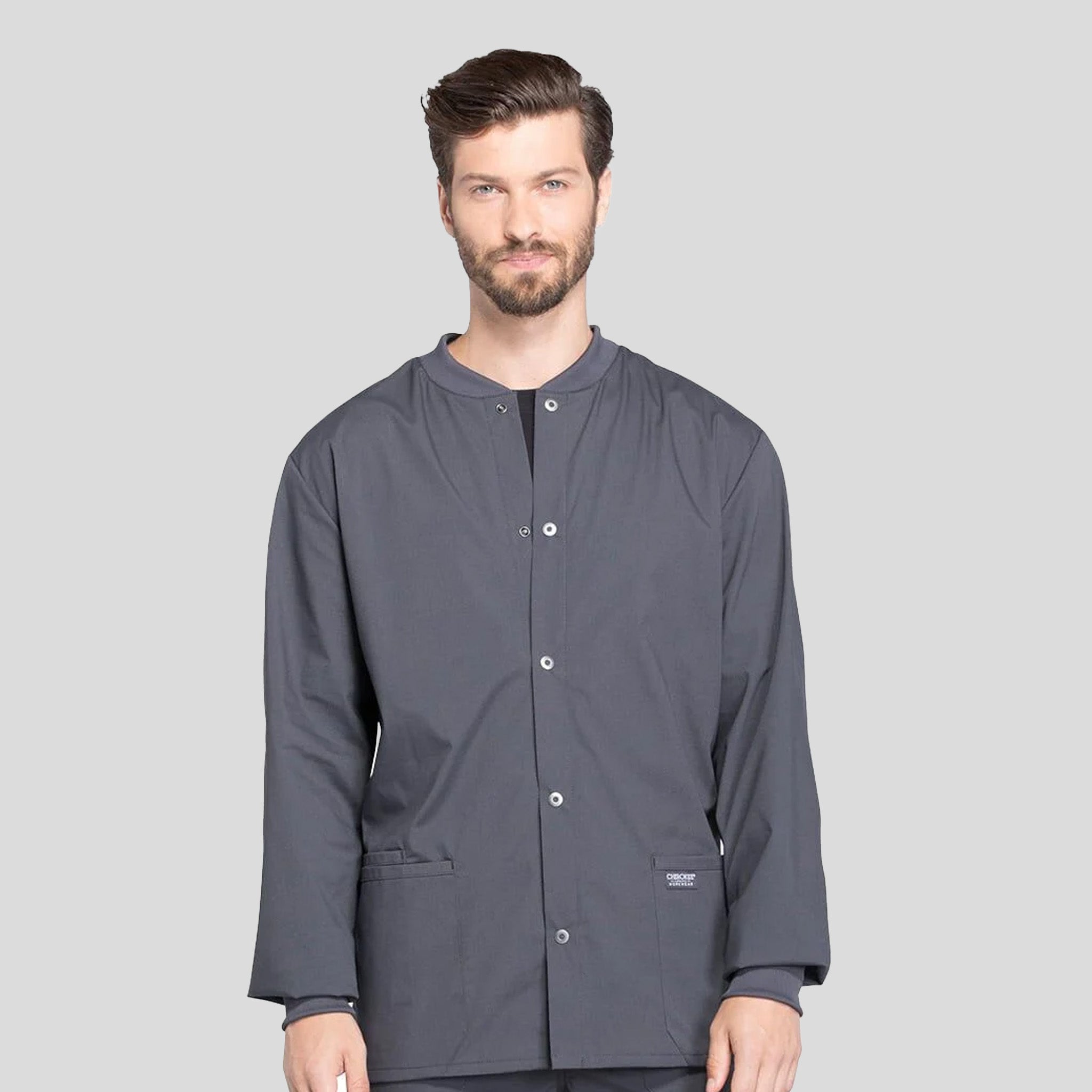 Men's Snap Front Warm-Up Jacket | Pewter