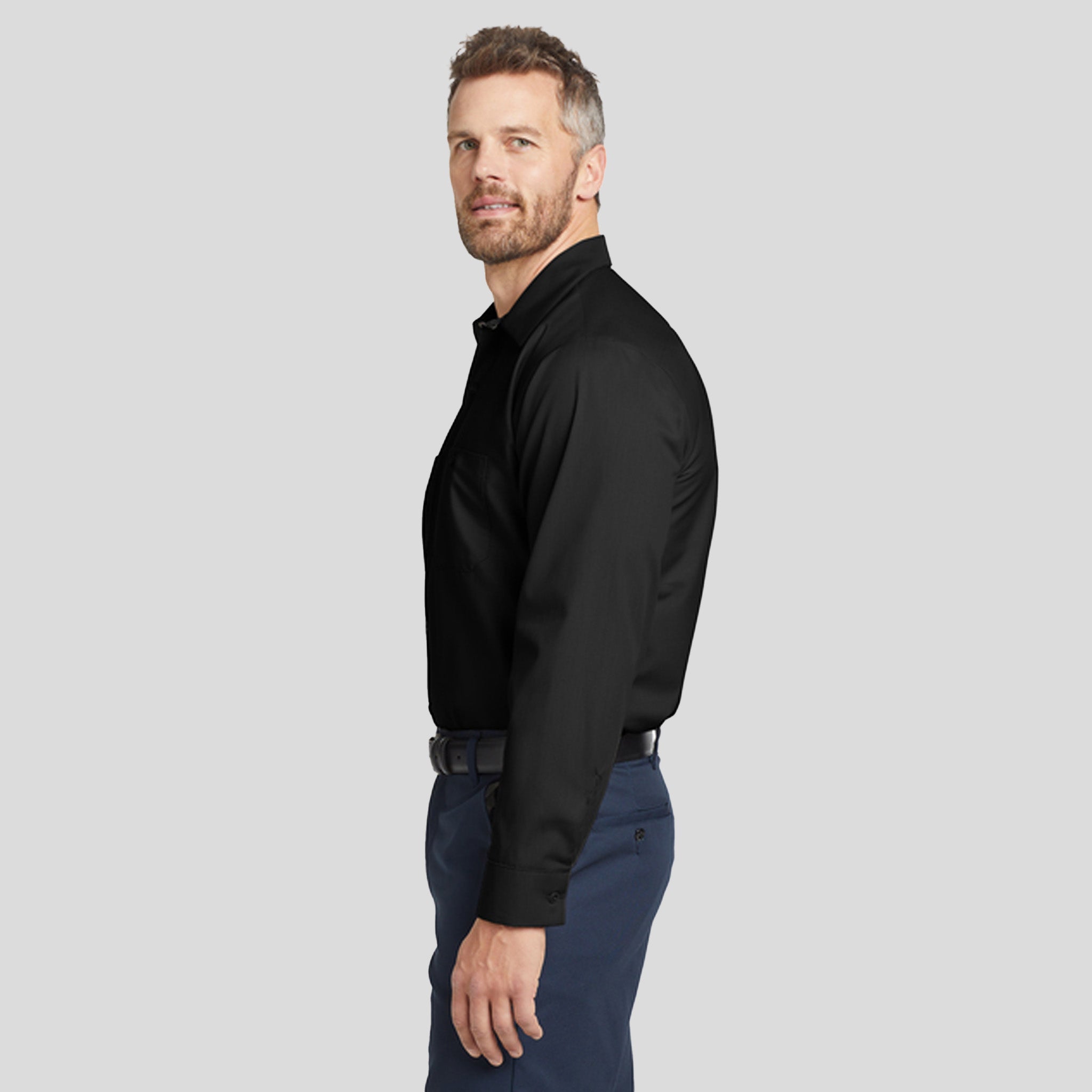 Men's Long Sleeve Industrial Work Shirt | Black