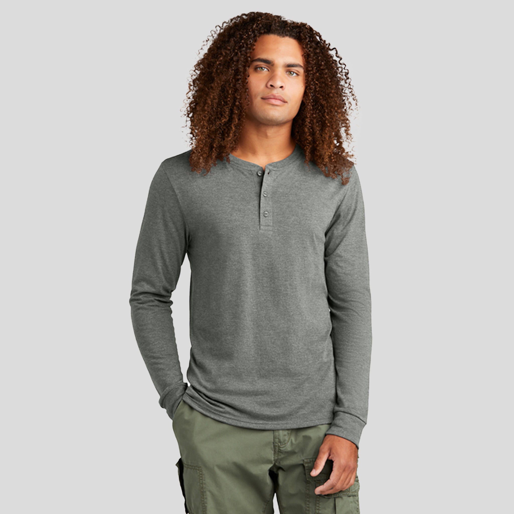 Perfect Triยฎ Long Sleeve Henley | Heathered Charcoal