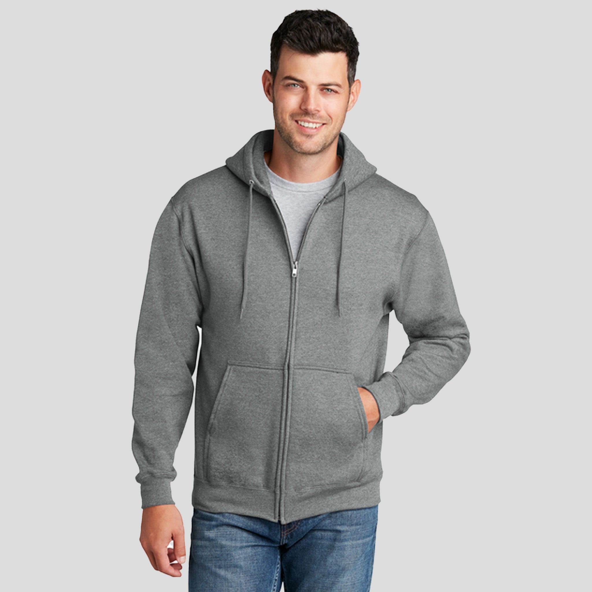 Core Fleece Full-Zip Hooded Sweatshirt | Graphite Heather