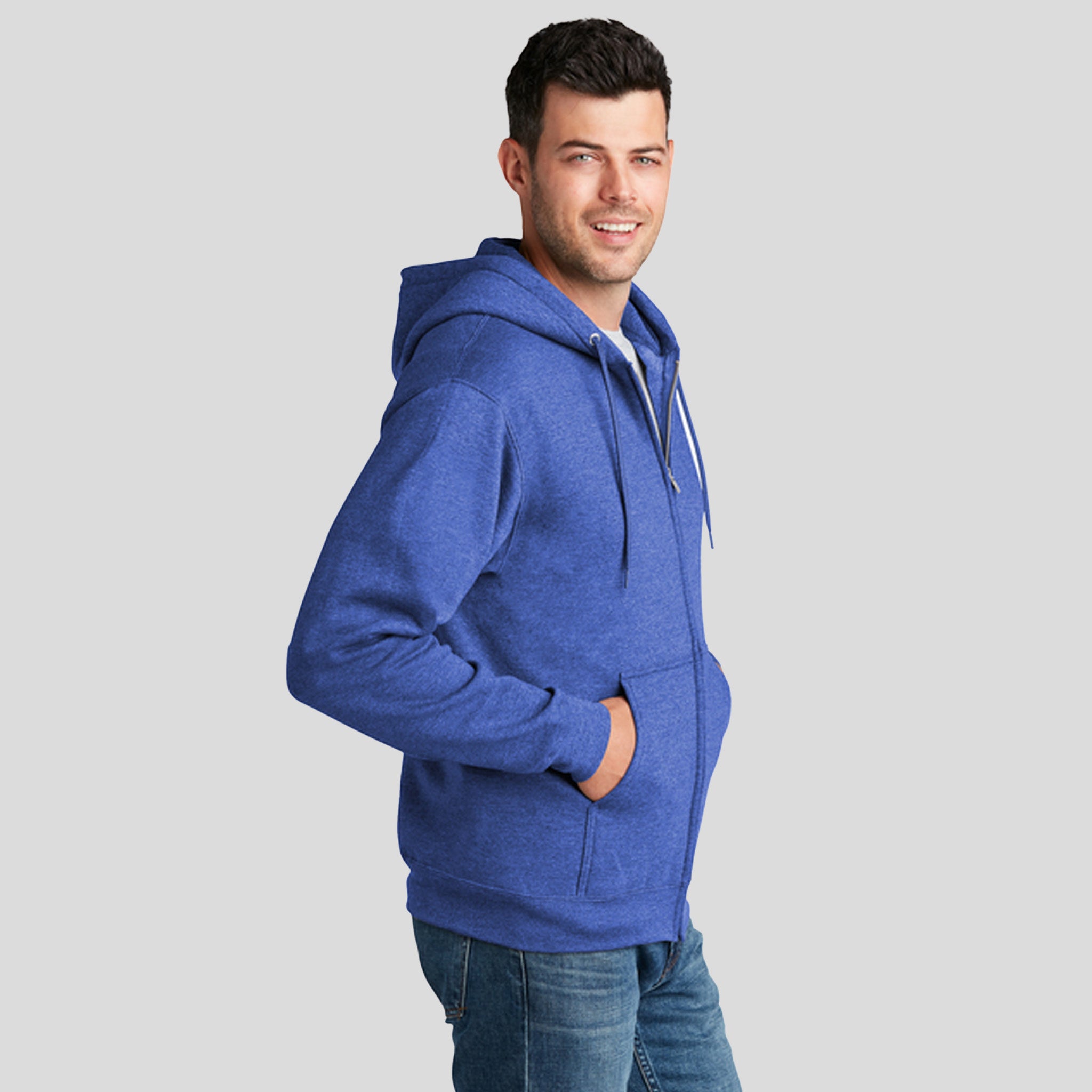Core Fleece Full-Zip Hooded Sweatshirt | Heather Royal