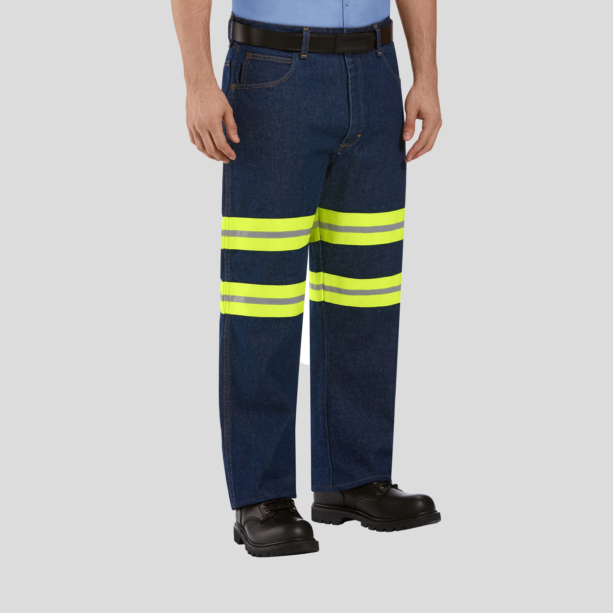 Men's Relaxed Fit Jean | Denim/Yellow Visibility Trim