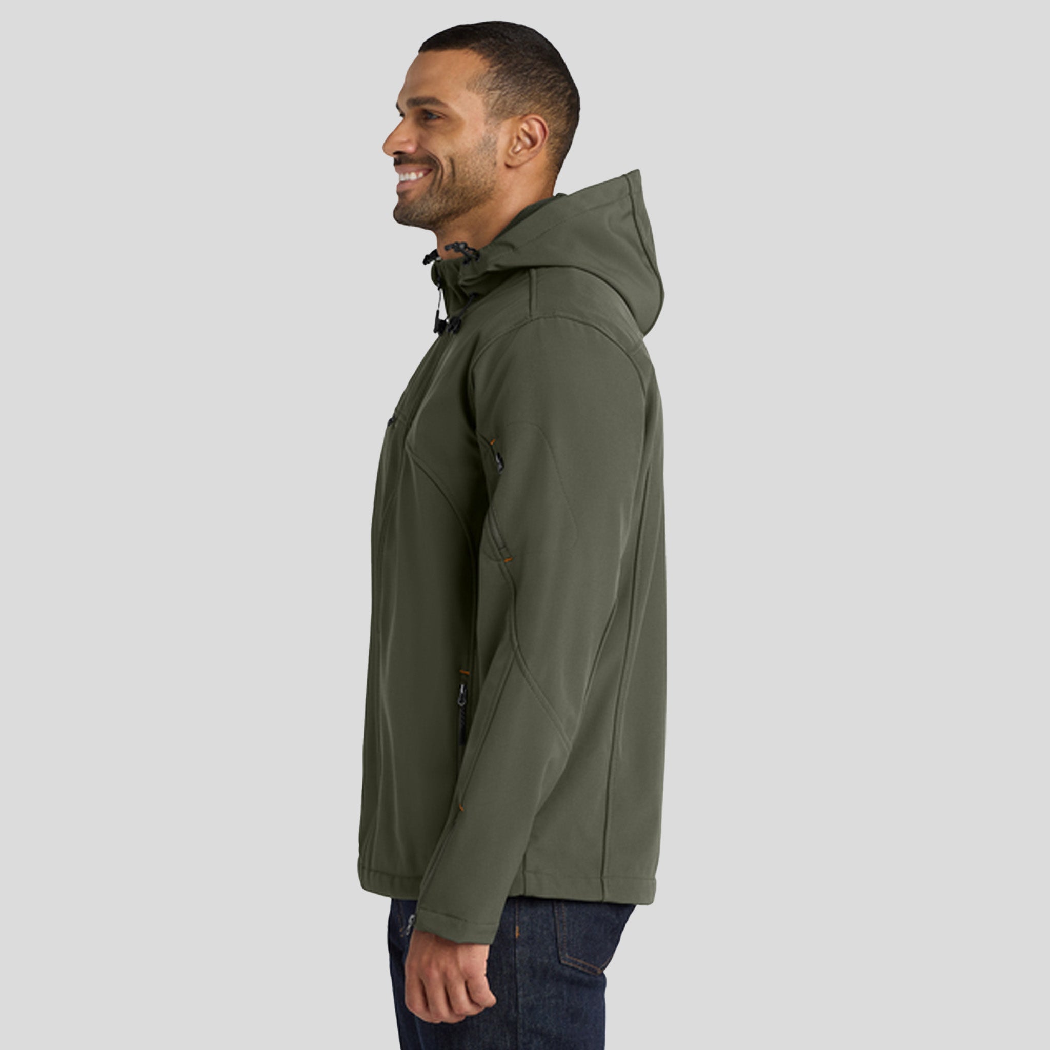 Men's Textured Hooded Soft Shell Jacket | Mineral Green