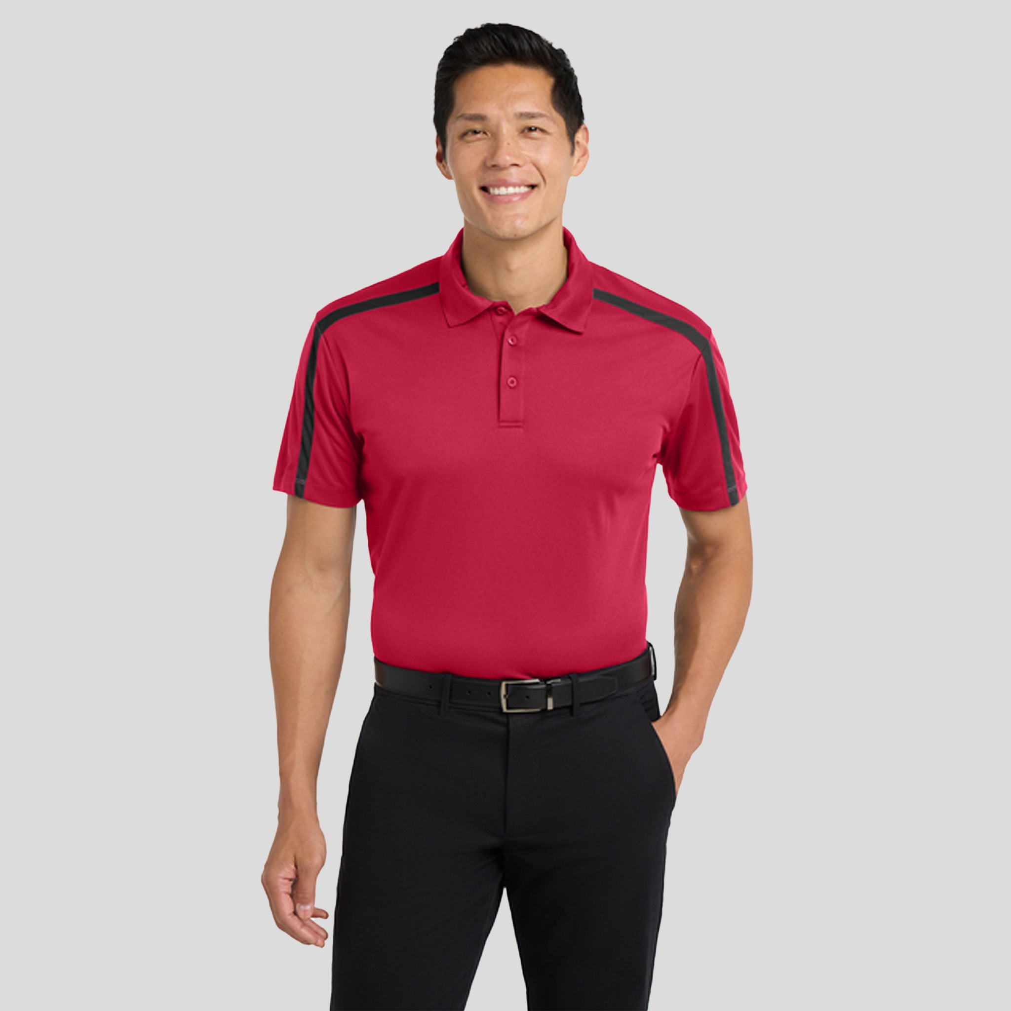 Silk Touch™ Performance Colorblock Stripe Polo | Red/Black