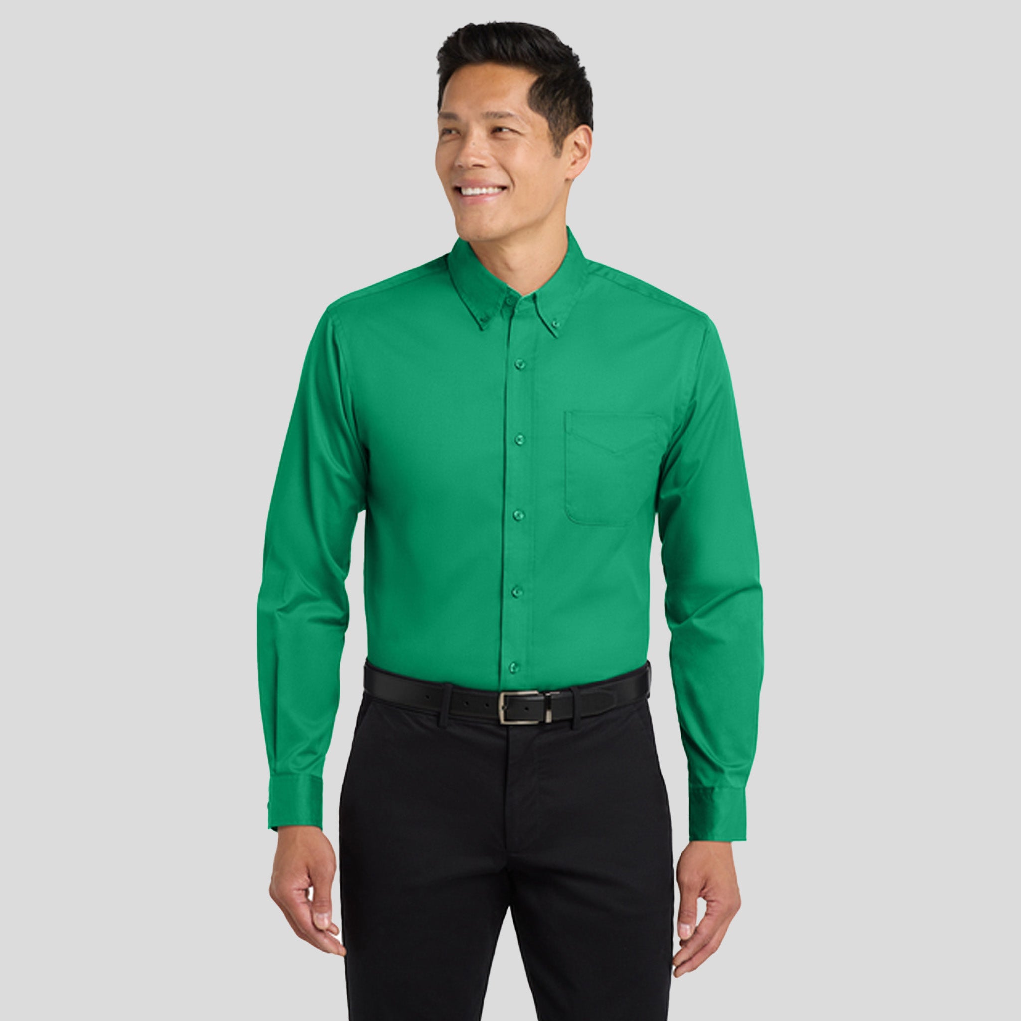 Long Sleeve Easy Care Shirt | Court Green
