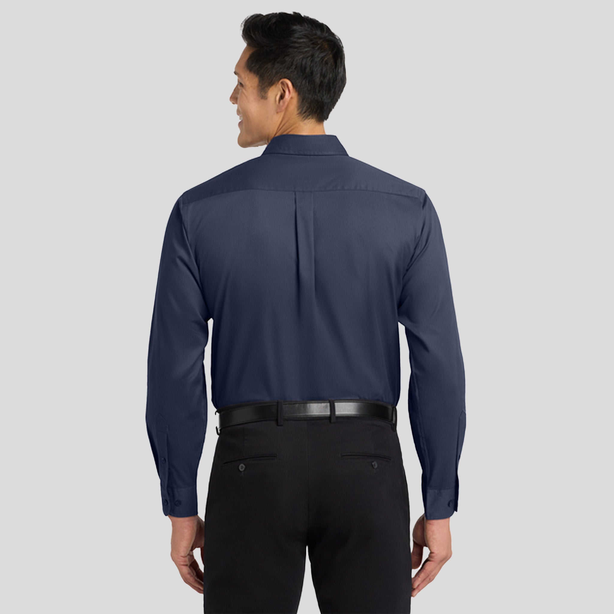 Long Sleeve Easy Care Shirt | Navy/Light Stone