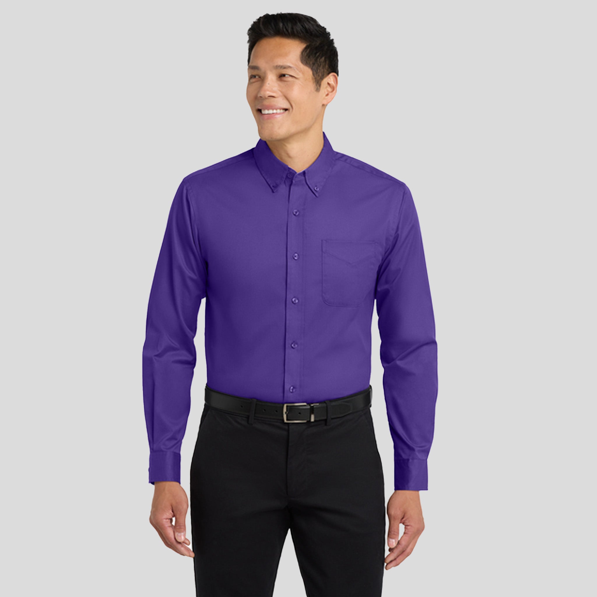 Long Sleeve Easy Care Shirt | Purple/Light Stone