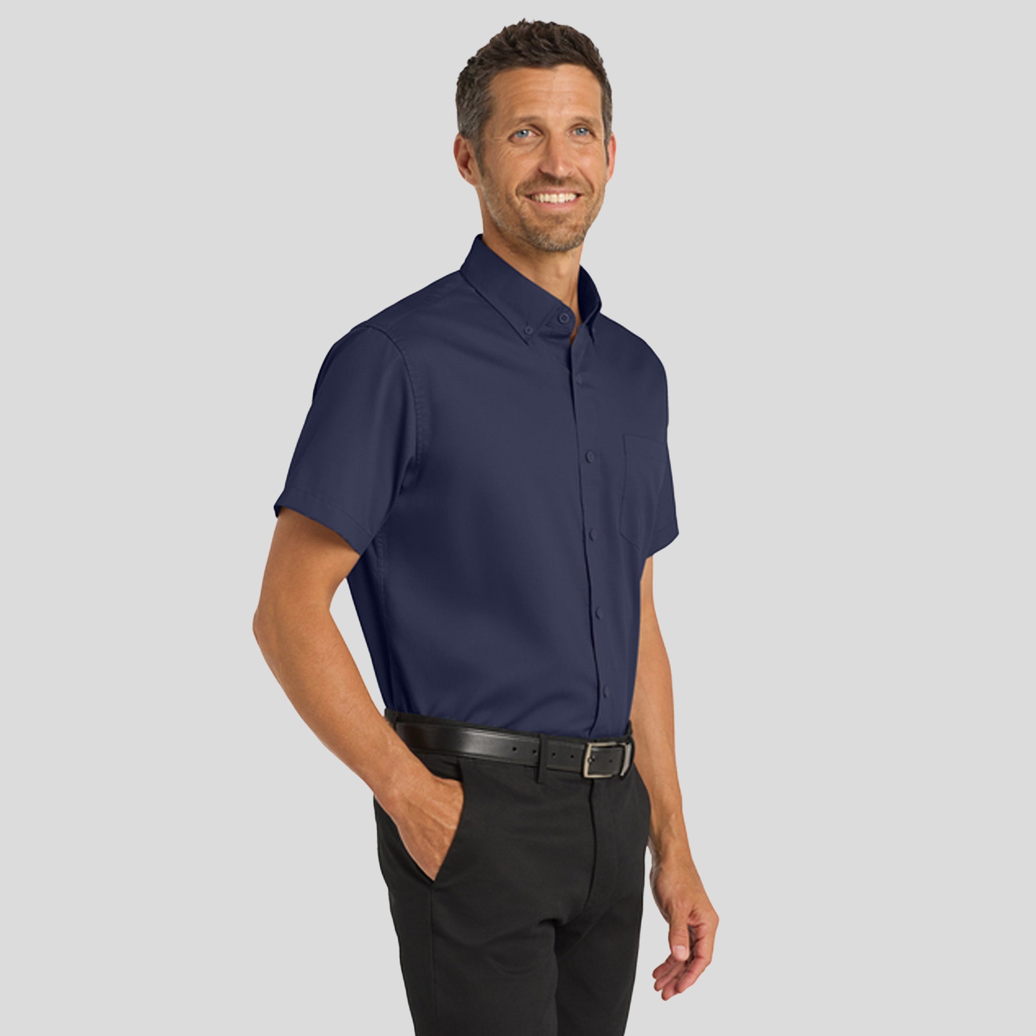 Men's Short Sleeve SuperProβ’ Twill Shirt | Navy