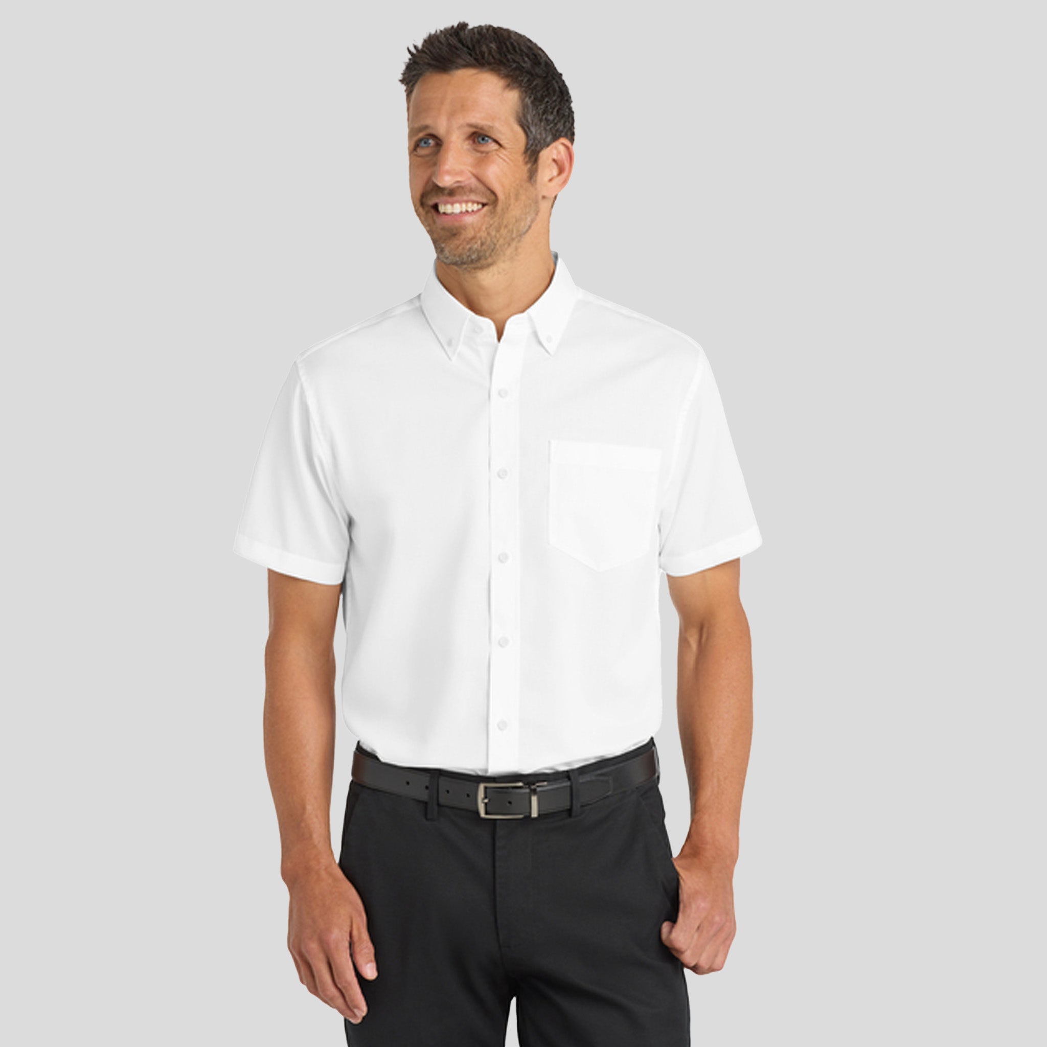 Men's Short Sleeve SuperProβ’ Twill Shirt | White