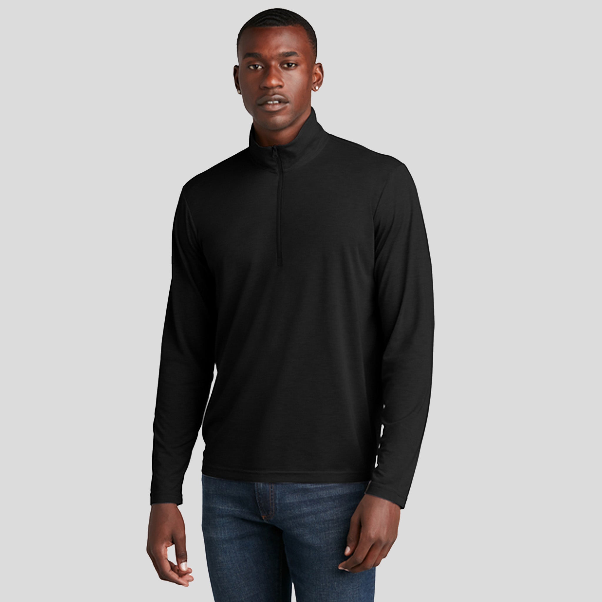 PosiCharge ยฎ Tri-Blend Wicking 1/4-Zip Pullover | Black Triad Solid