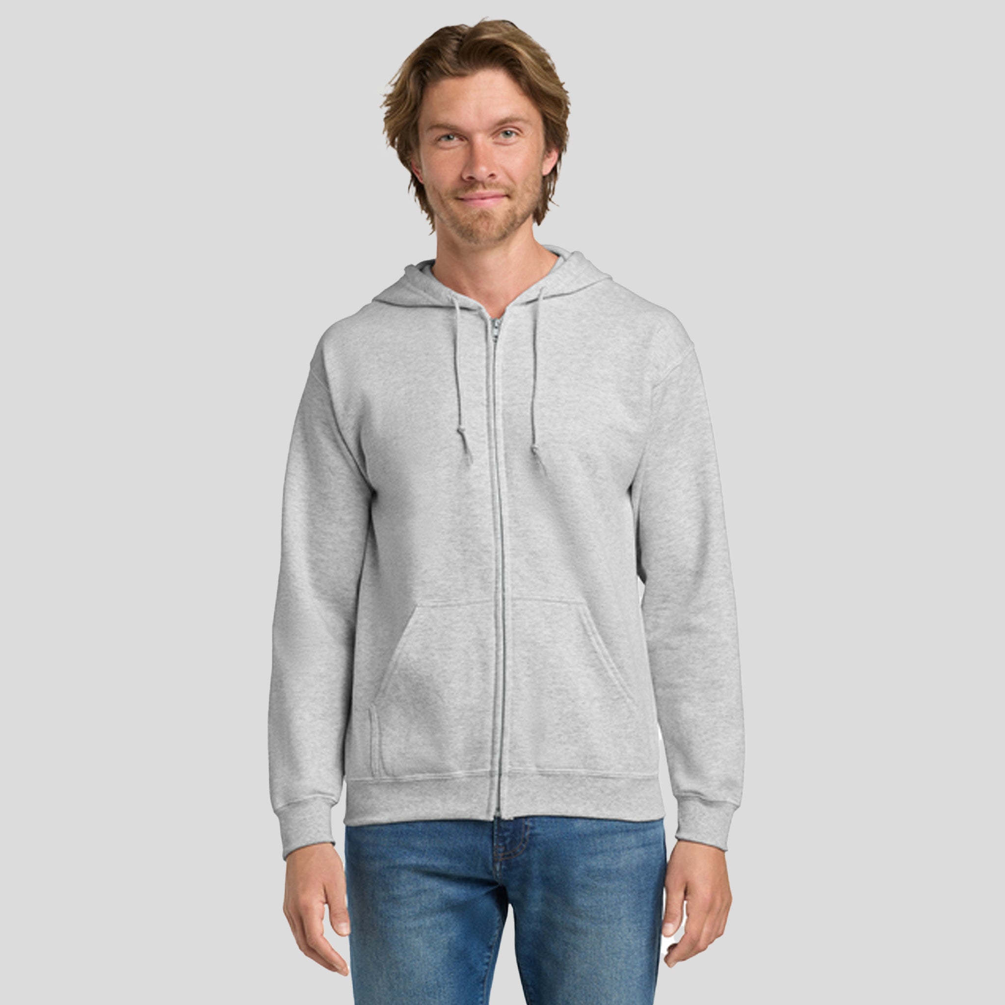 Heavy Blendβ’ Full-Zip Hooded Sweatshirt | Ash