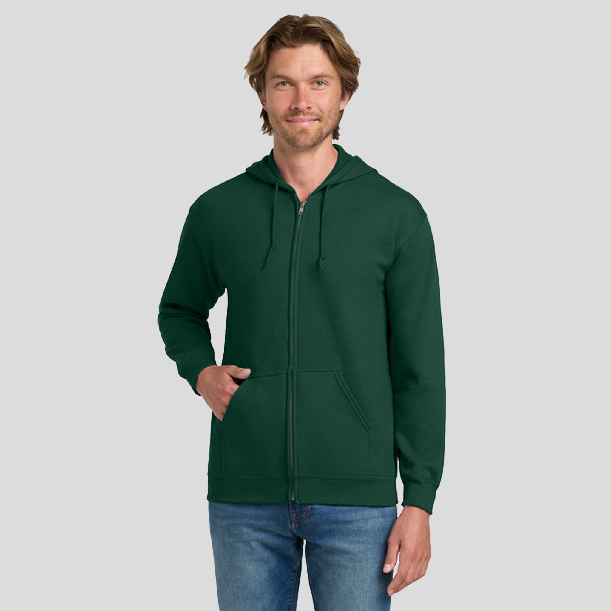 Heavy Blendβ’ Full-Zip Hooded Sweatshirt | Forest Green