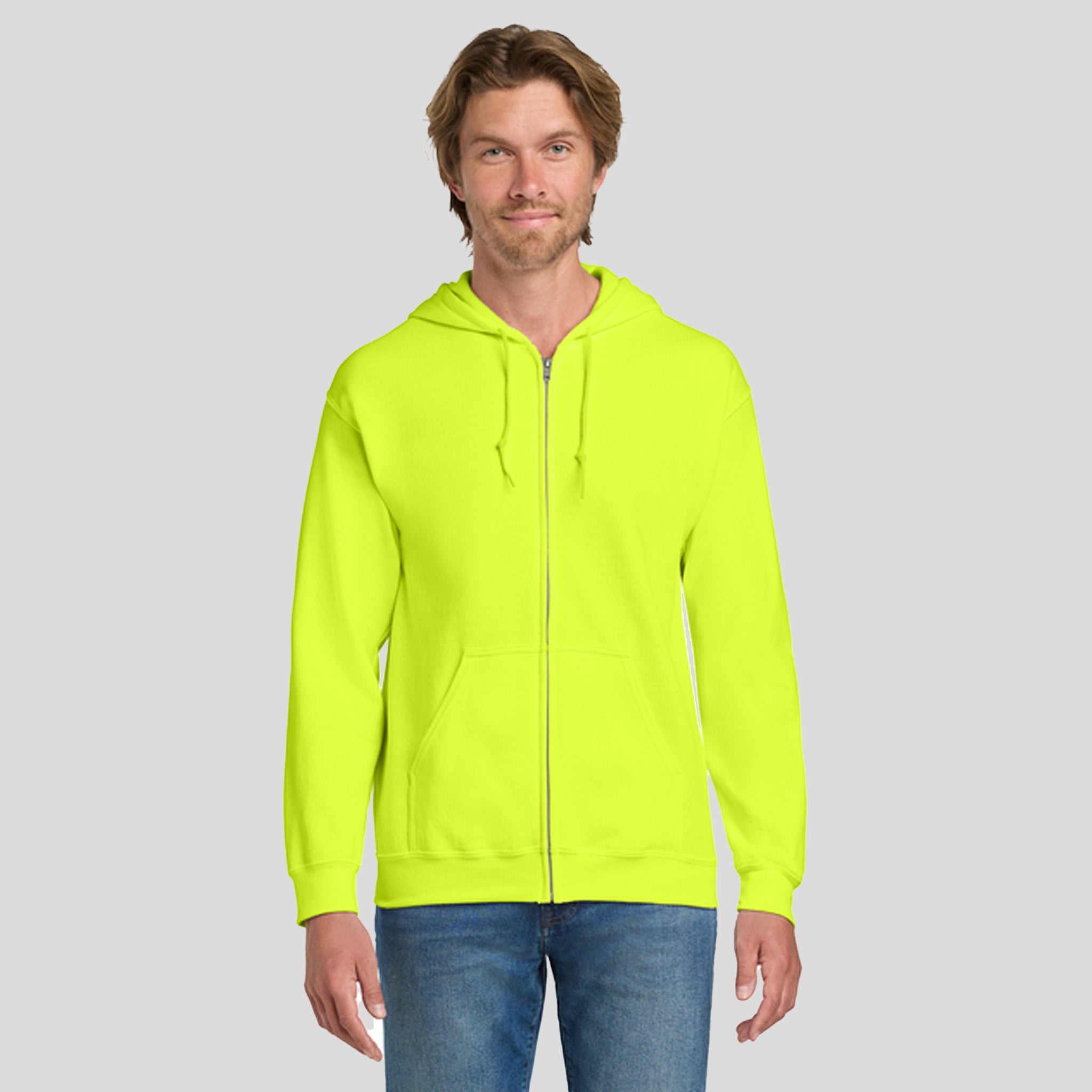 Heavy Blendβ’ Full-Zip Hooded Sweatshirt | Safety Green