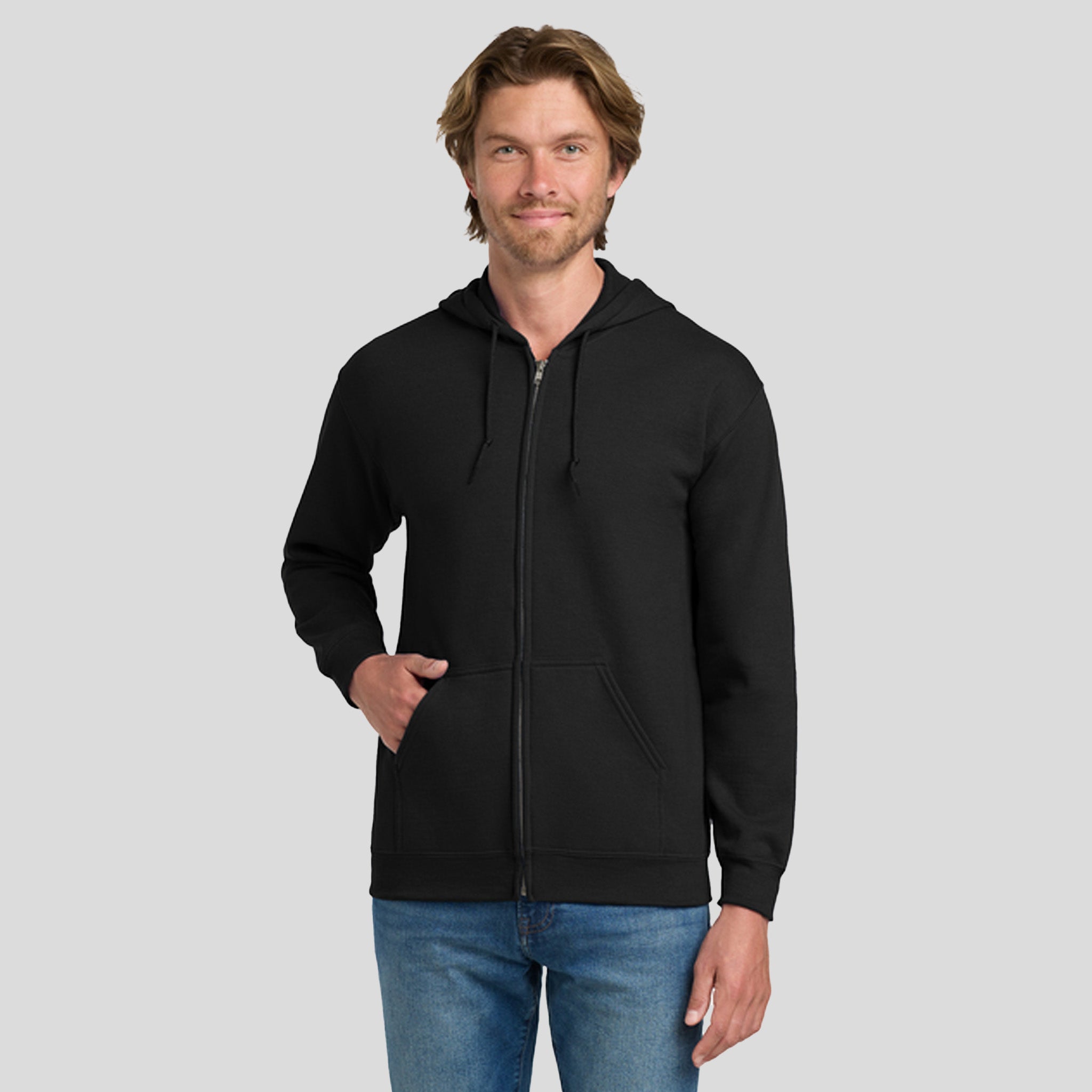 Heavy Blendβ’ Full-Zip Hooded Sweatshirt | Black