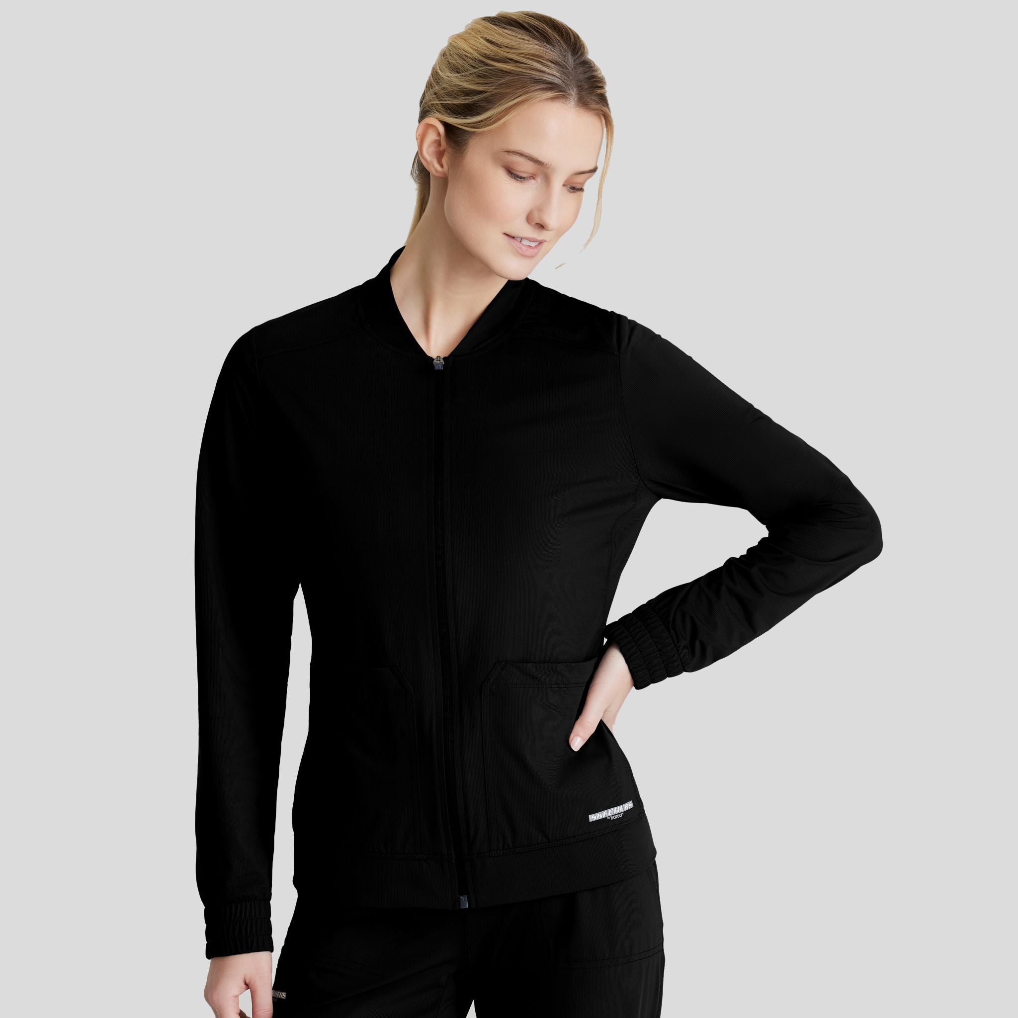 Contour 3-Pocket Front Zipper Warm Up | Black