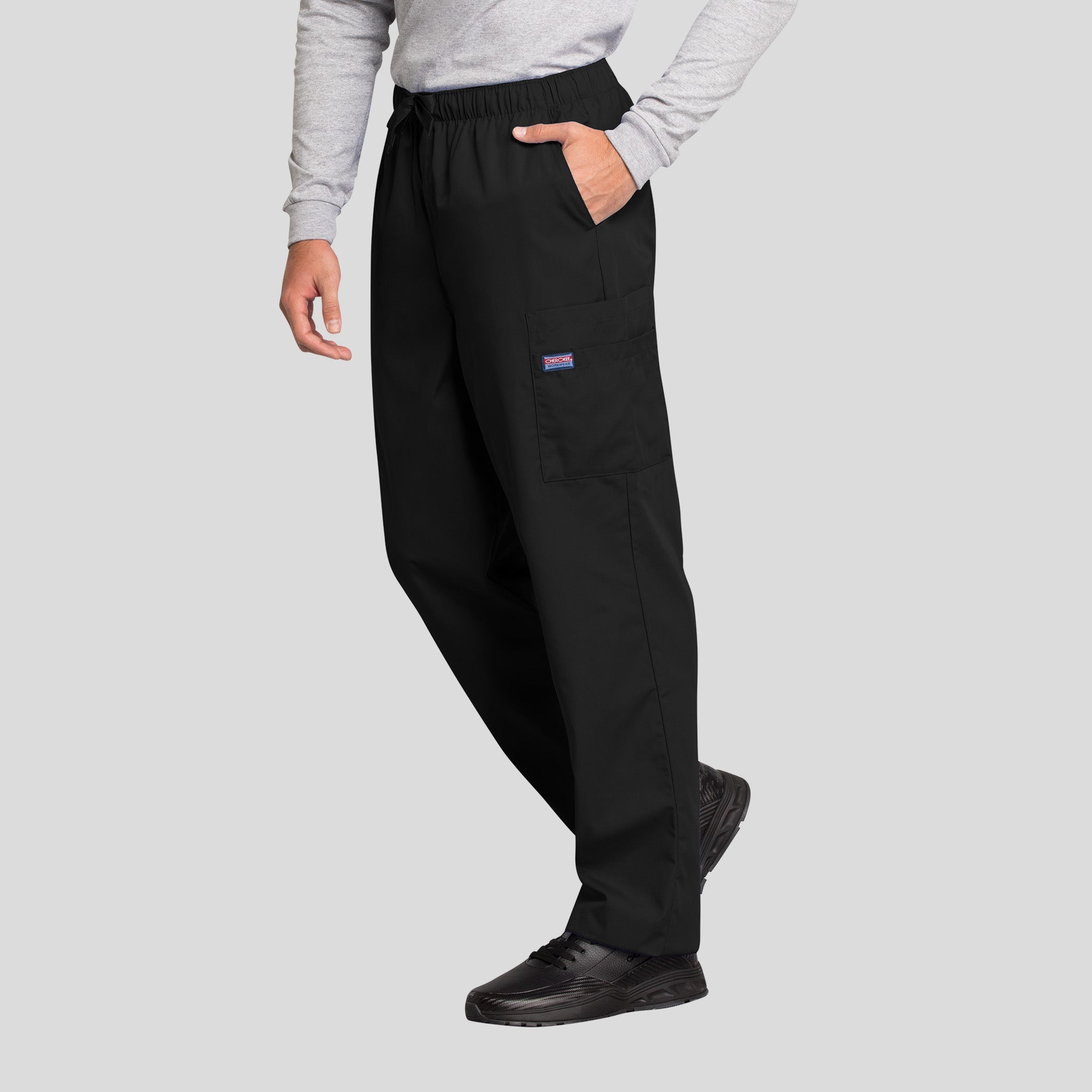 Men's Drawstring Cargo Scrub Pant | Black