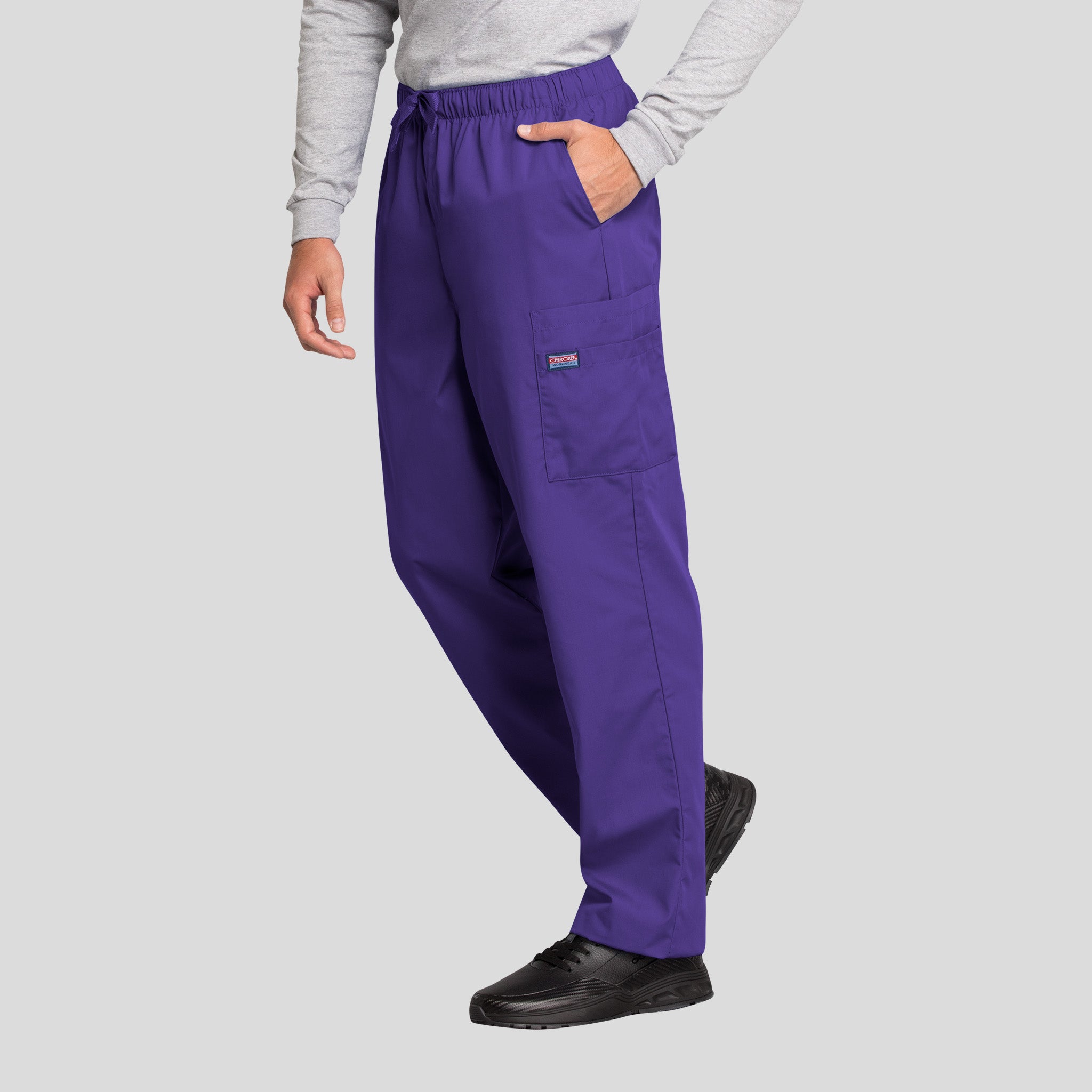 Men's Drawstring Cargo Scrub Pant | Grape