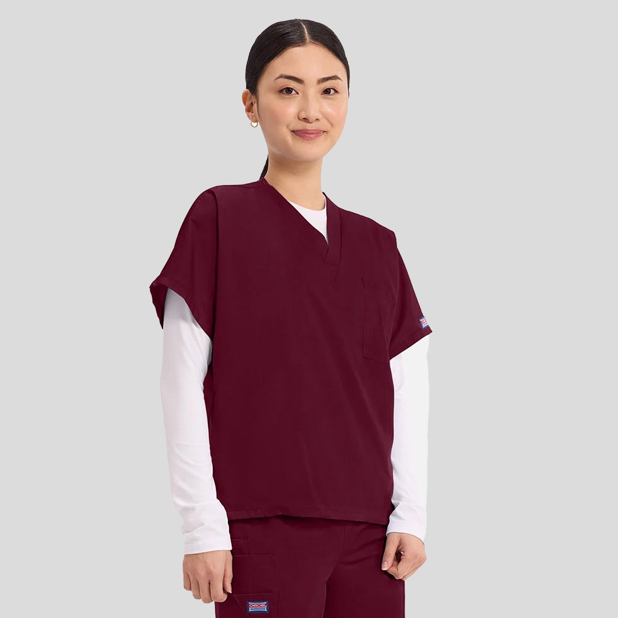 Unisex V-Neck 1 Pocket | Wine