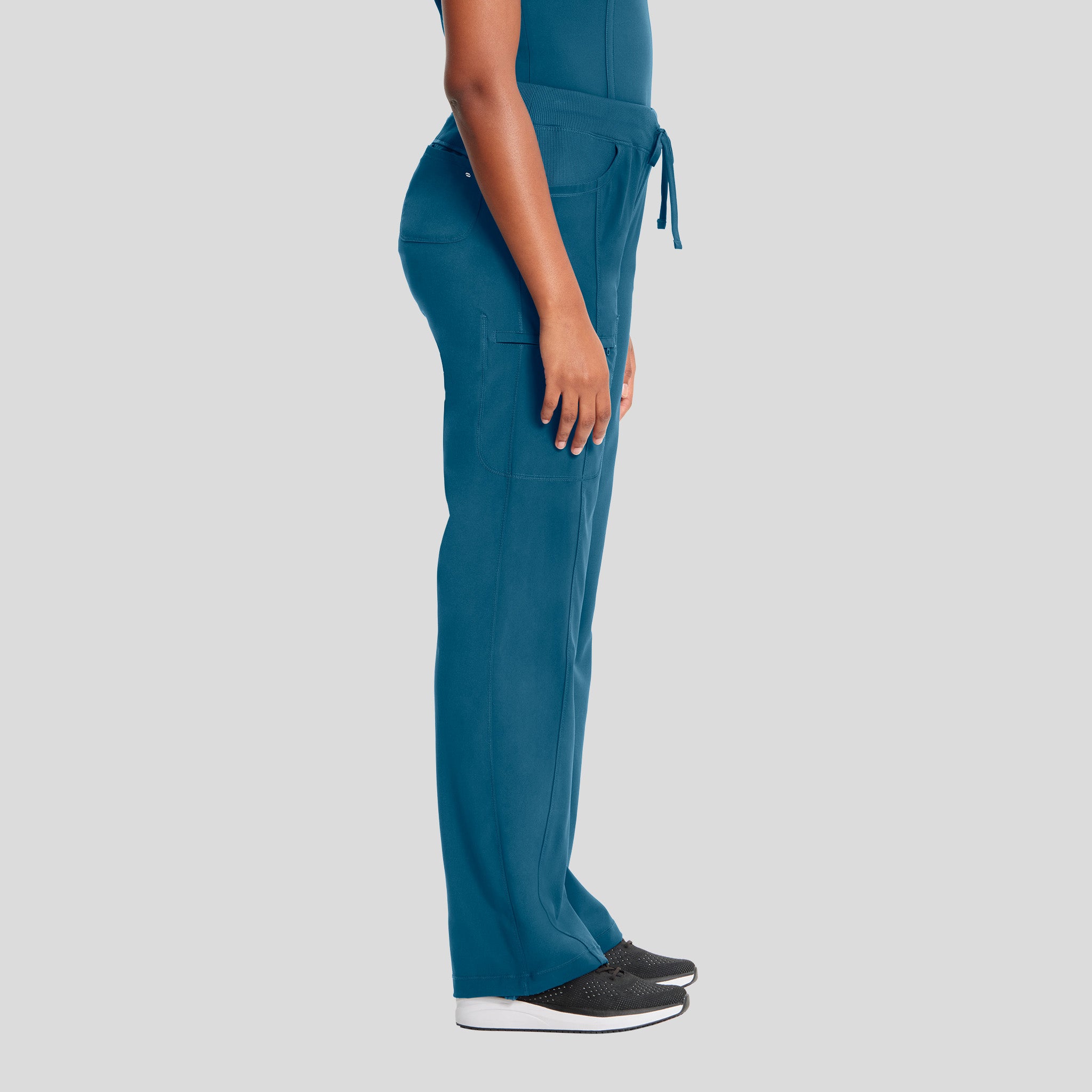 Rib Knit Drawstring Waist Scrub Pant | Caribbean