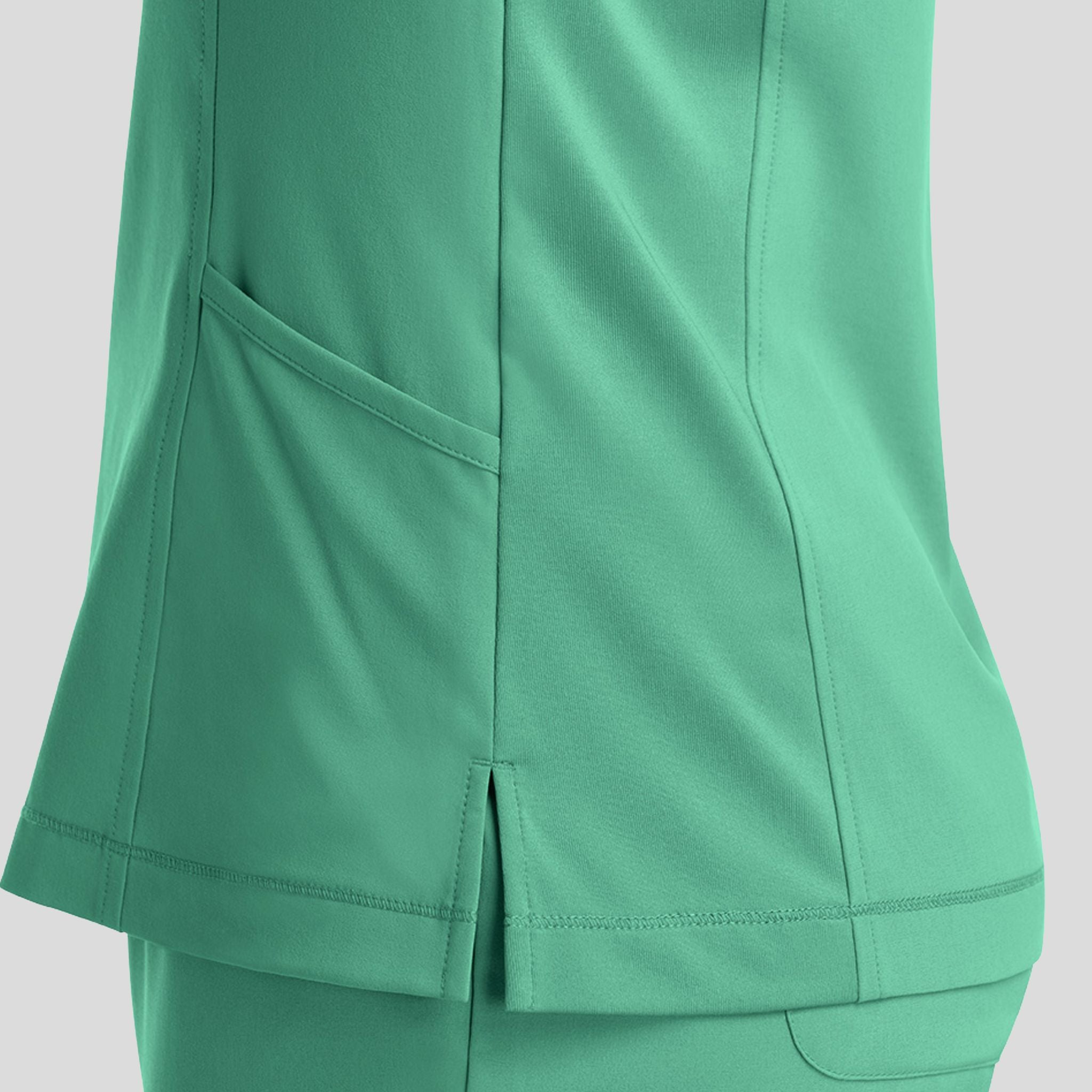 Notched Crew Neck Top | Jade