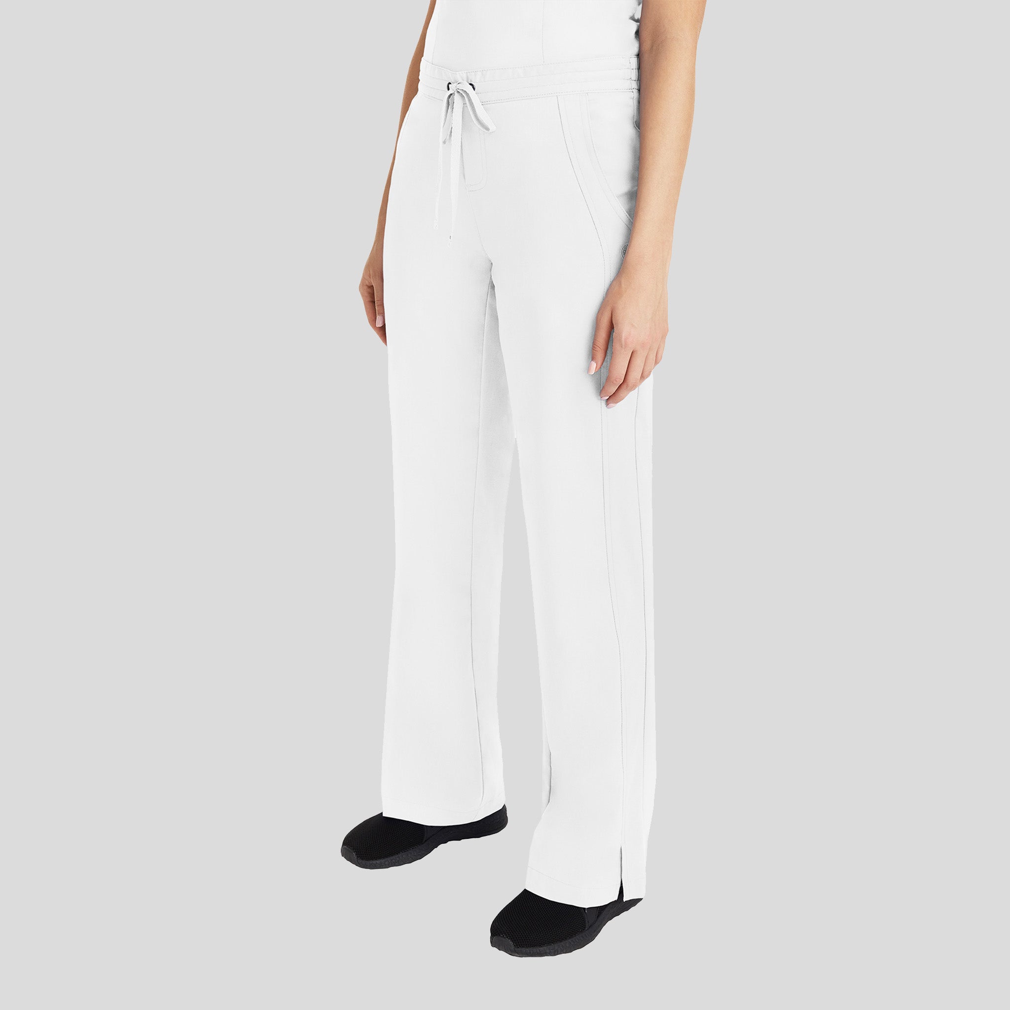 Taylor Elastic Waist Drawstring Scrub Pant | White