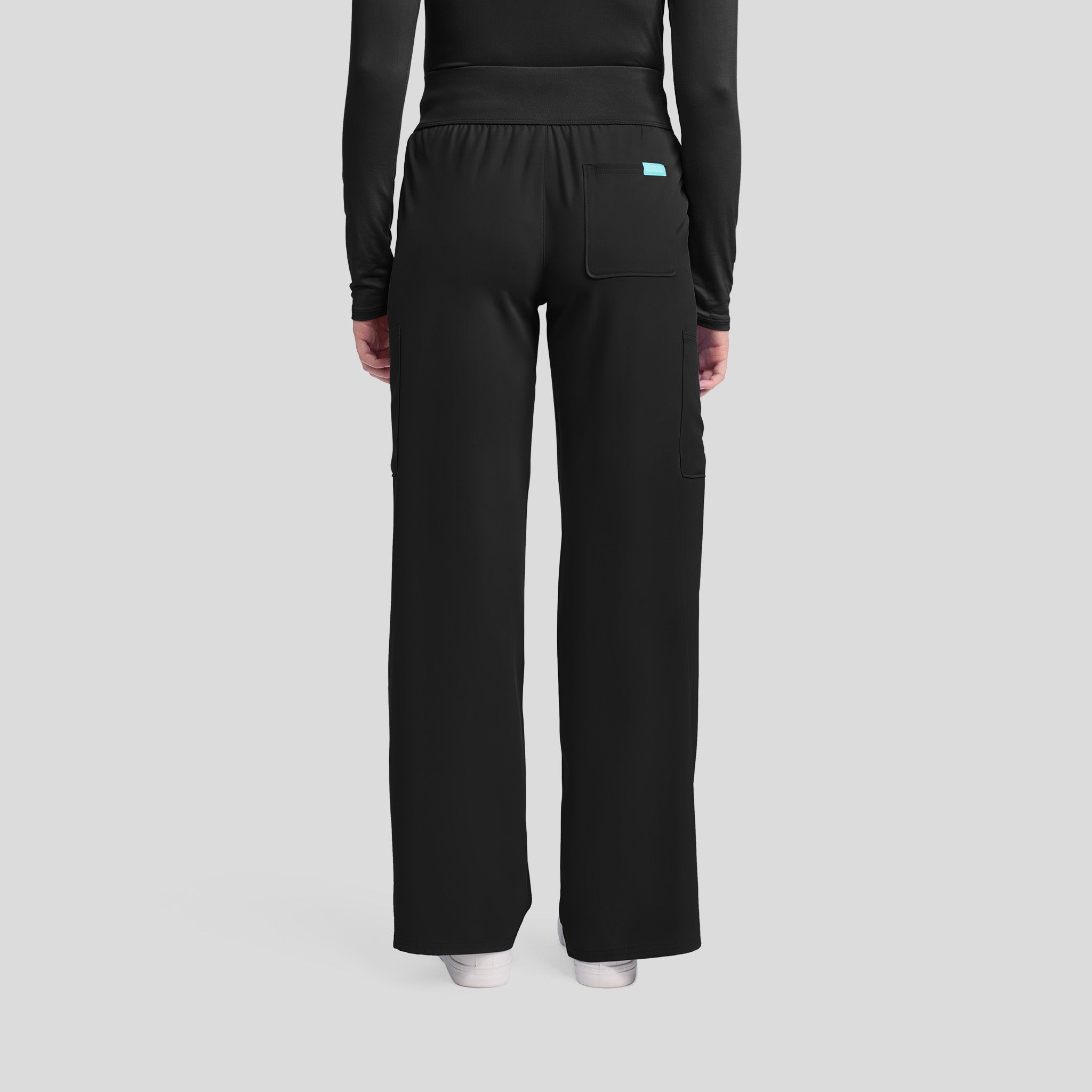 5-Pocket Ruched Wide Leg Scrub Pant | Black