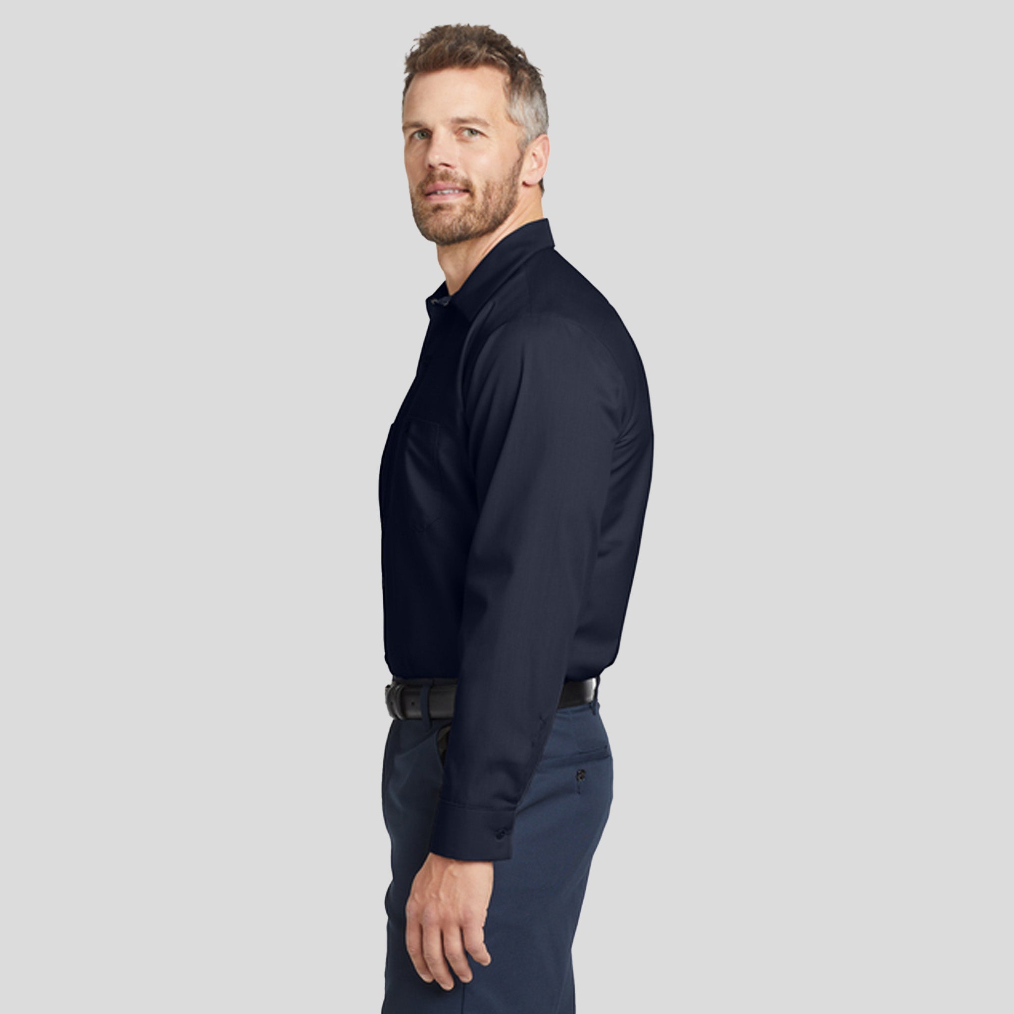 Men's Long Sleeve Industrial Work Shirt | Navy