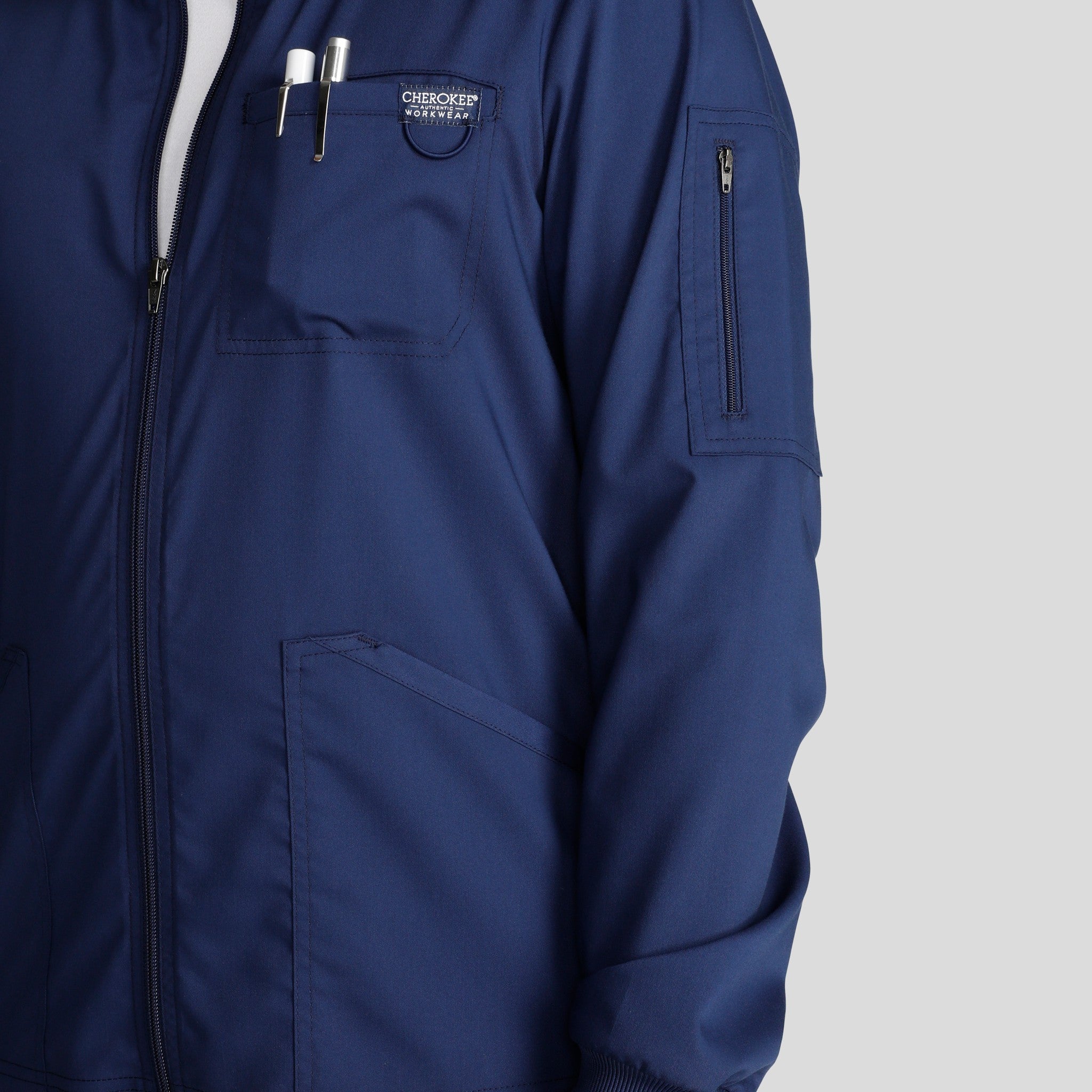 Men's Zip Front Scrub Jacket | Navy