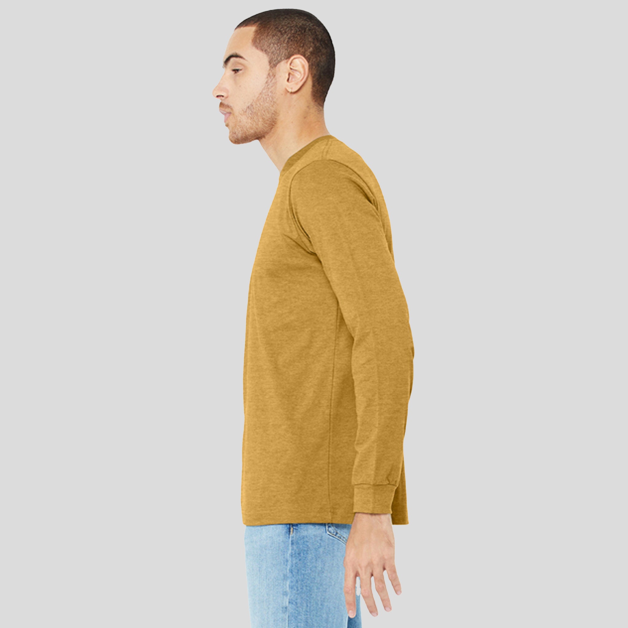 Unisex Heather CVC Long Sleeve Tee | Heather Mustard