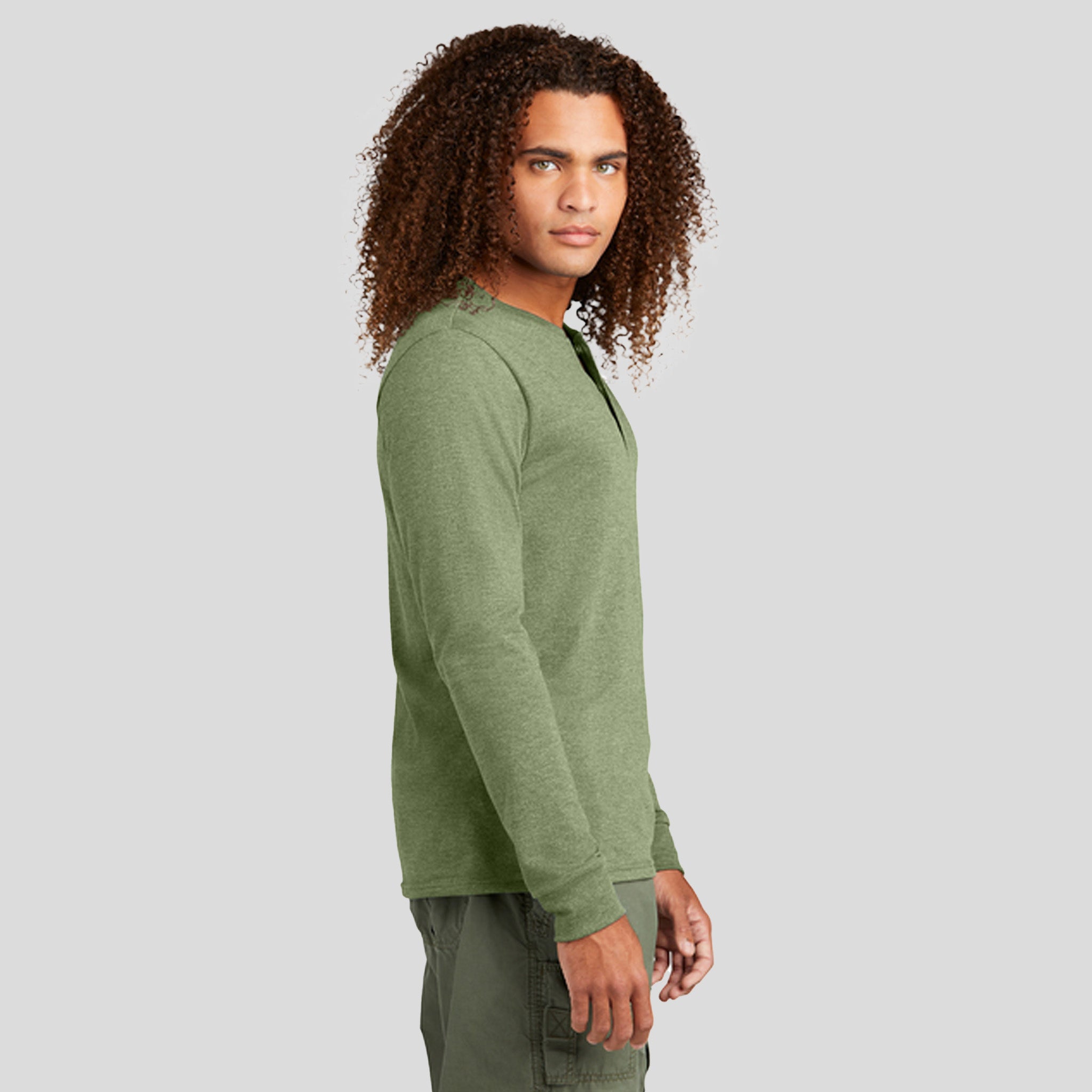 Perfect Tri® Long Sleeve Henley | Military Green Frost