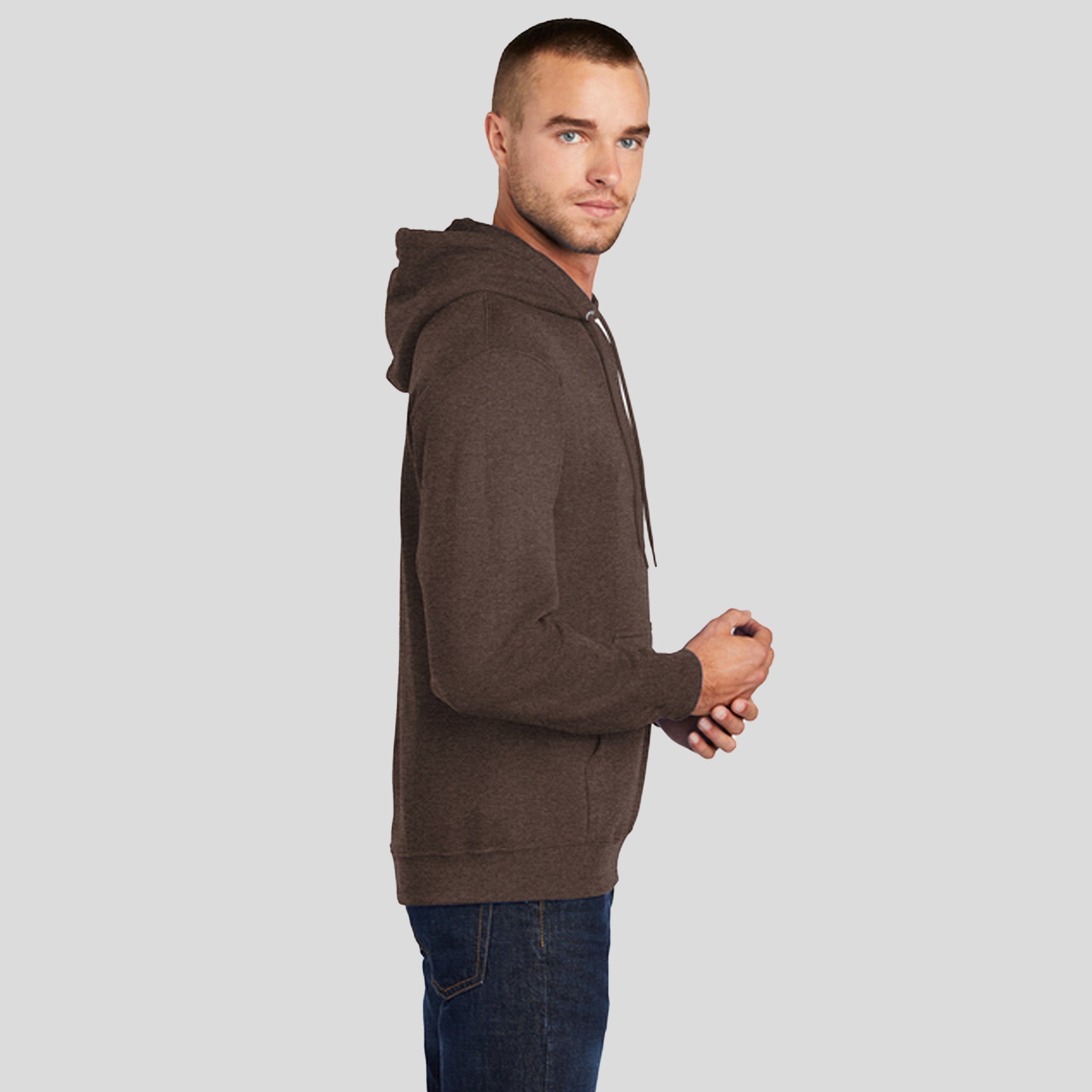 Core Fleece Pullover Hooded Sweatshirt | Heather Dark Chocolate Brown