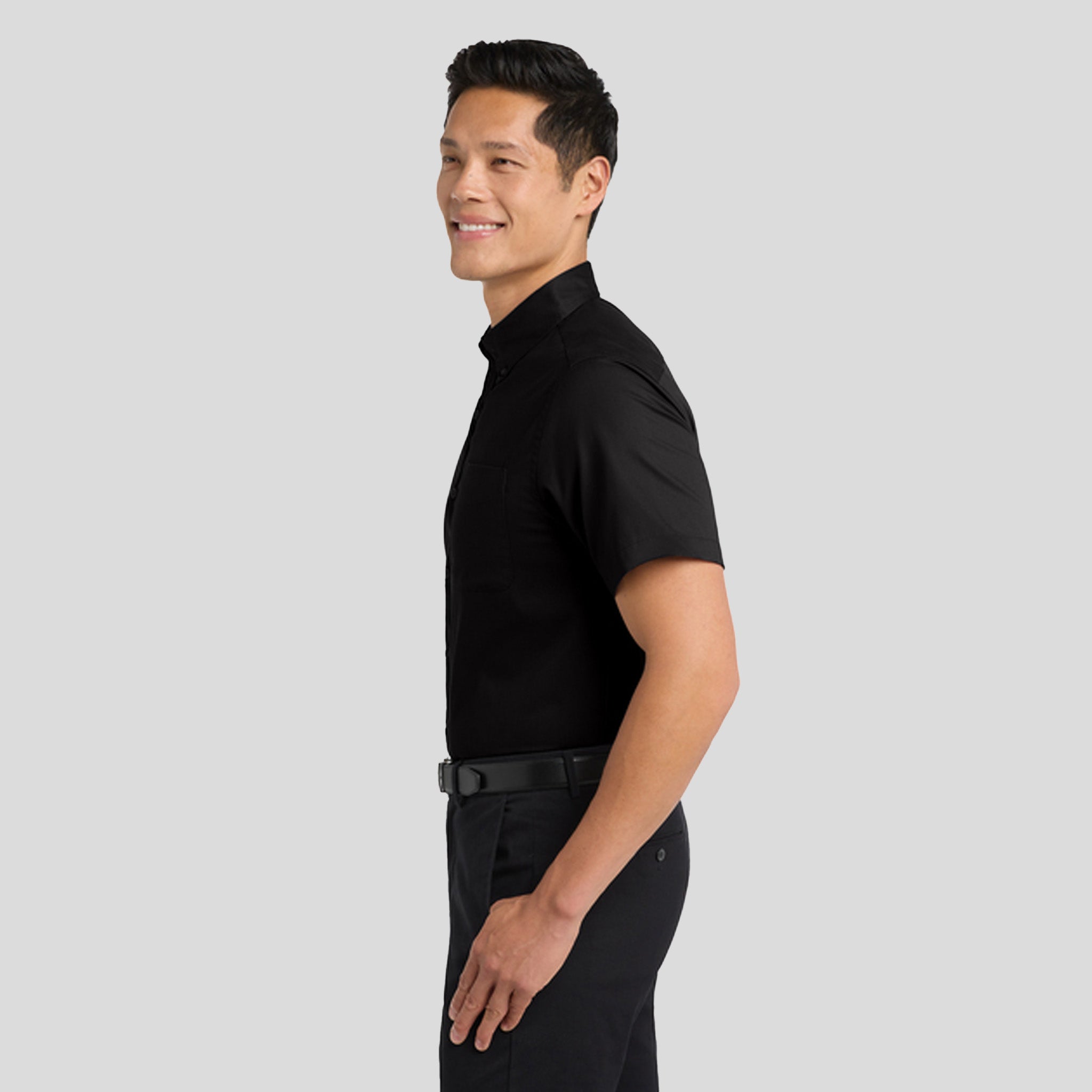 Short Sleeve Easy Care Shirt | Black/Light Stone