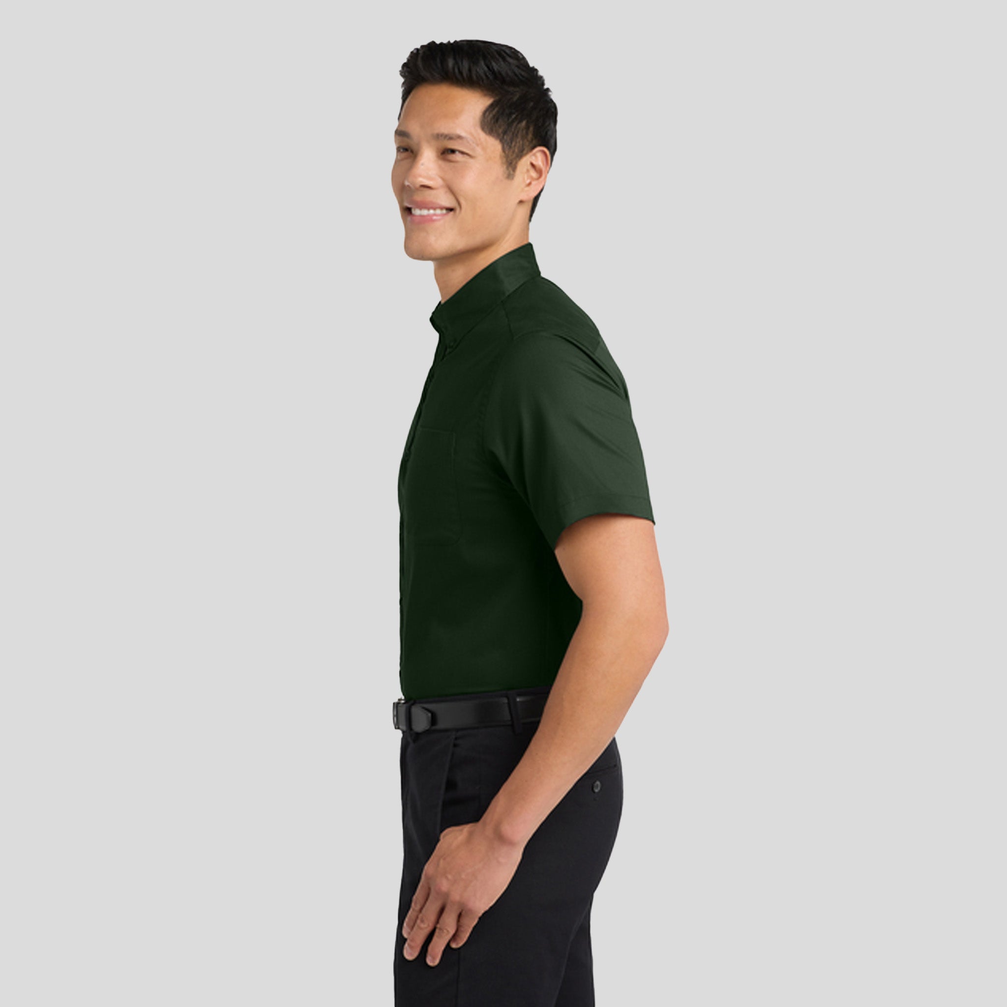 Short Sleeve Easy Care Shirt | Dark Green/Navy