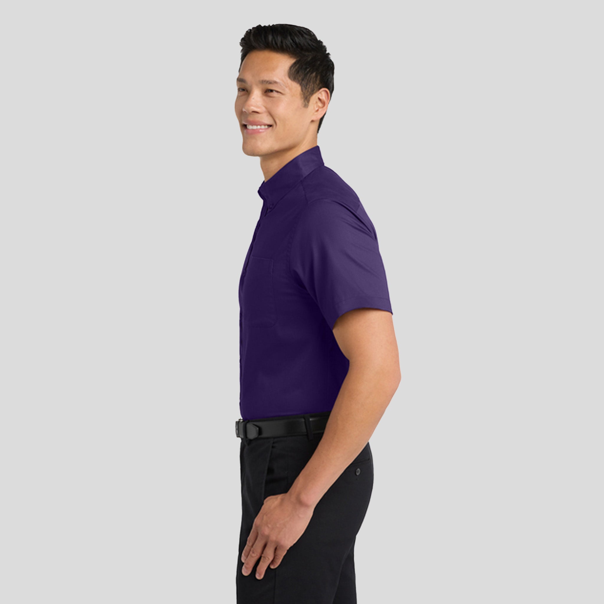 Short Sleeve Easy Care Shirt | Purple/Light Stone