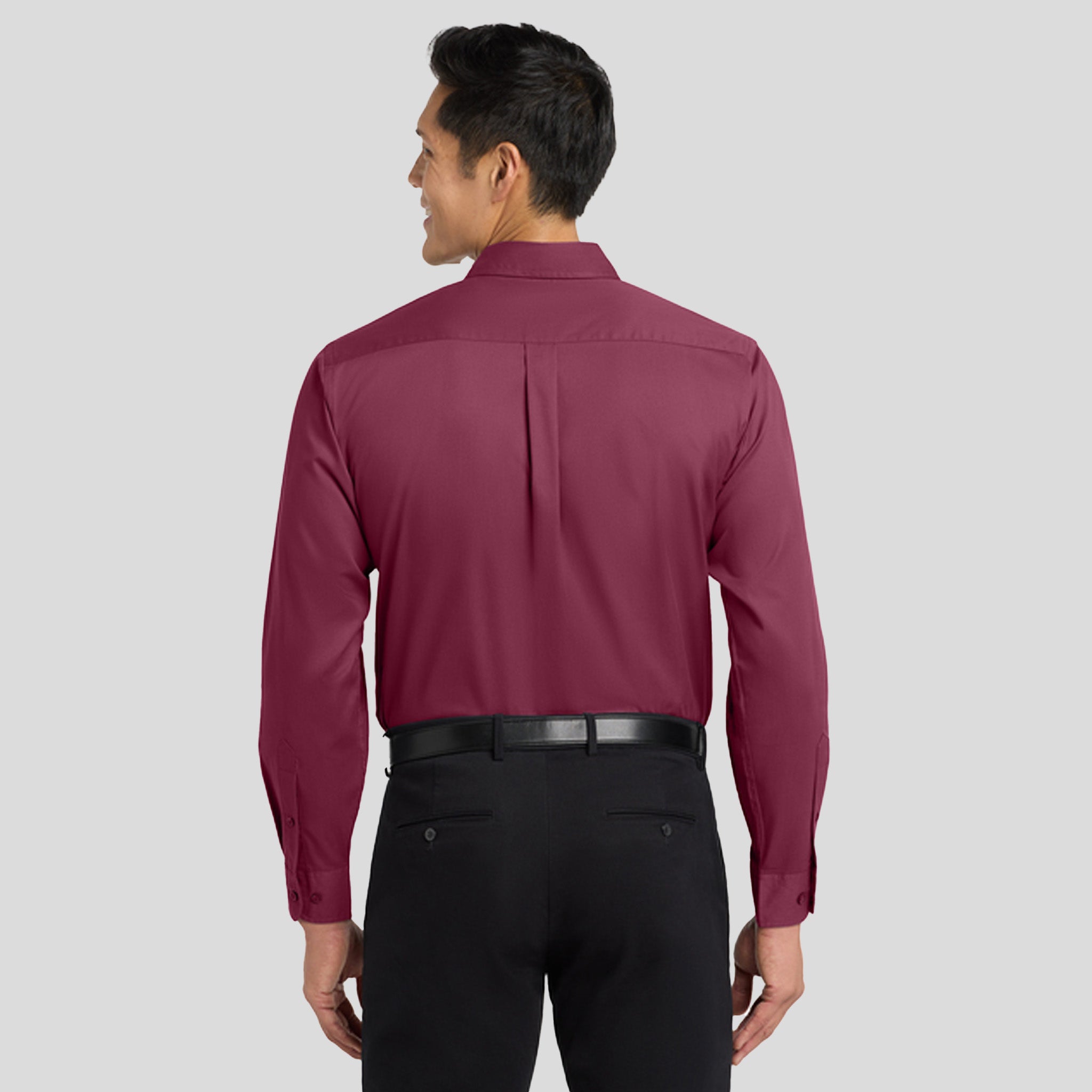 Long Sleeve Easy Care Shirt | Burgundy/Light Stone