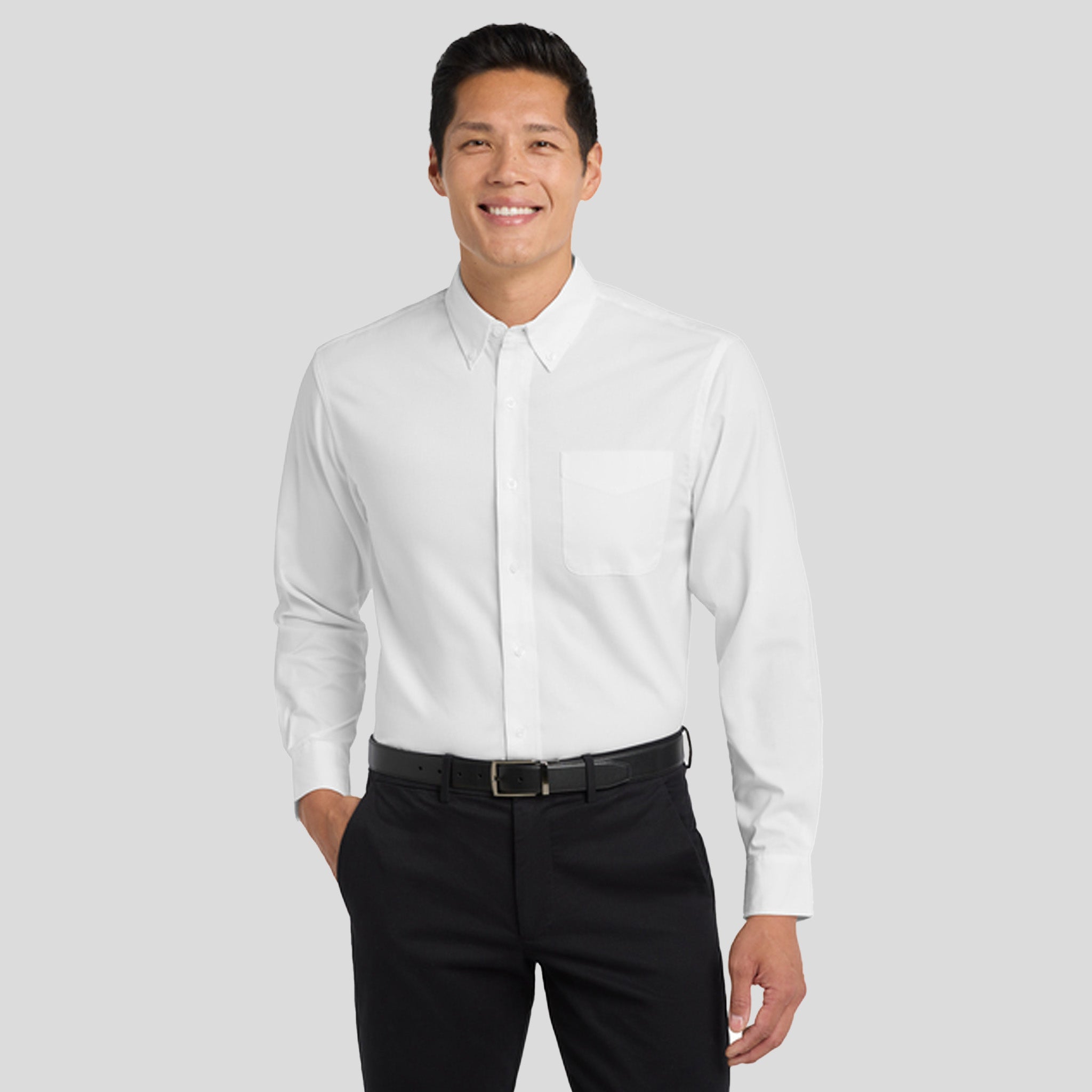 Long Sleeve Easy Care Shirt | White/Light Stone