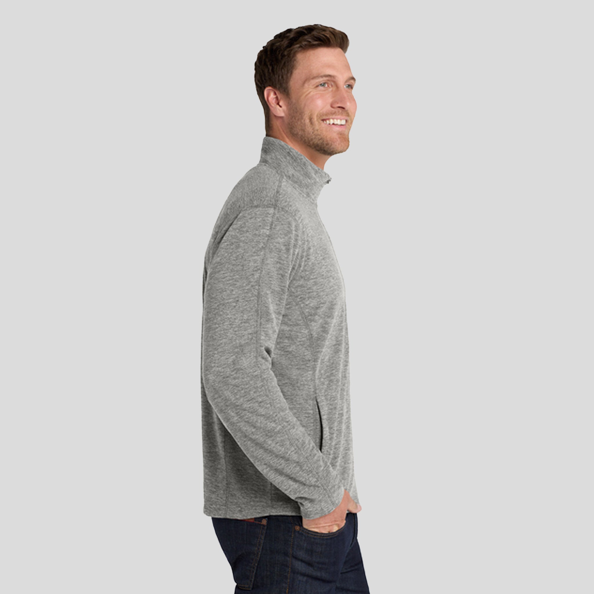 Heather Microfleece Full-Zip Jacket | Pearl Grey Heather